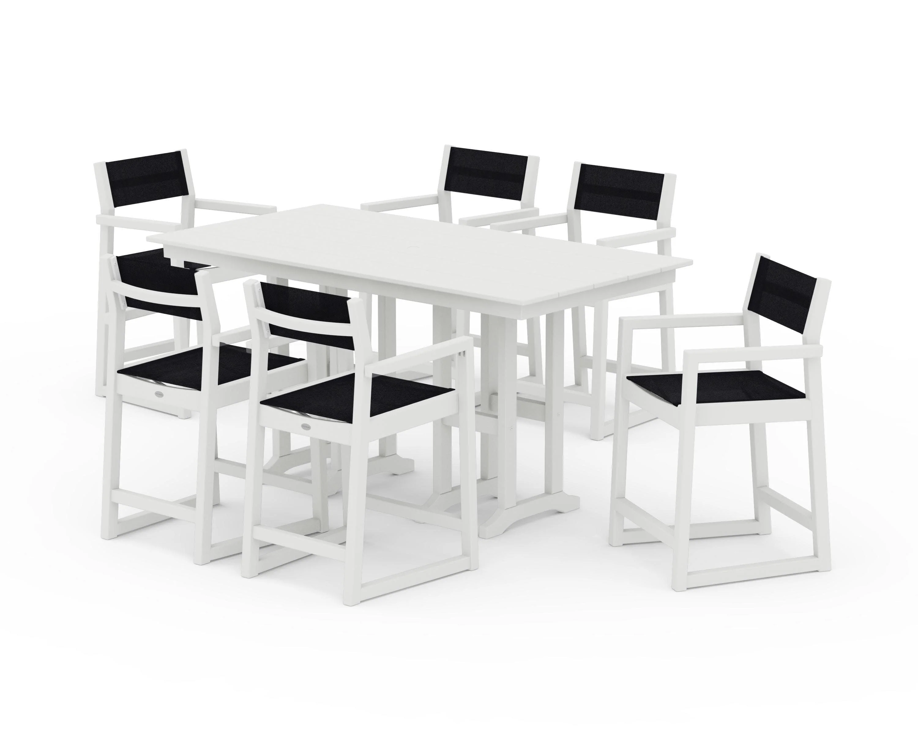 EDGE Sling Arm Chair 7-Piece Farmhouse Counter Set - Image 32