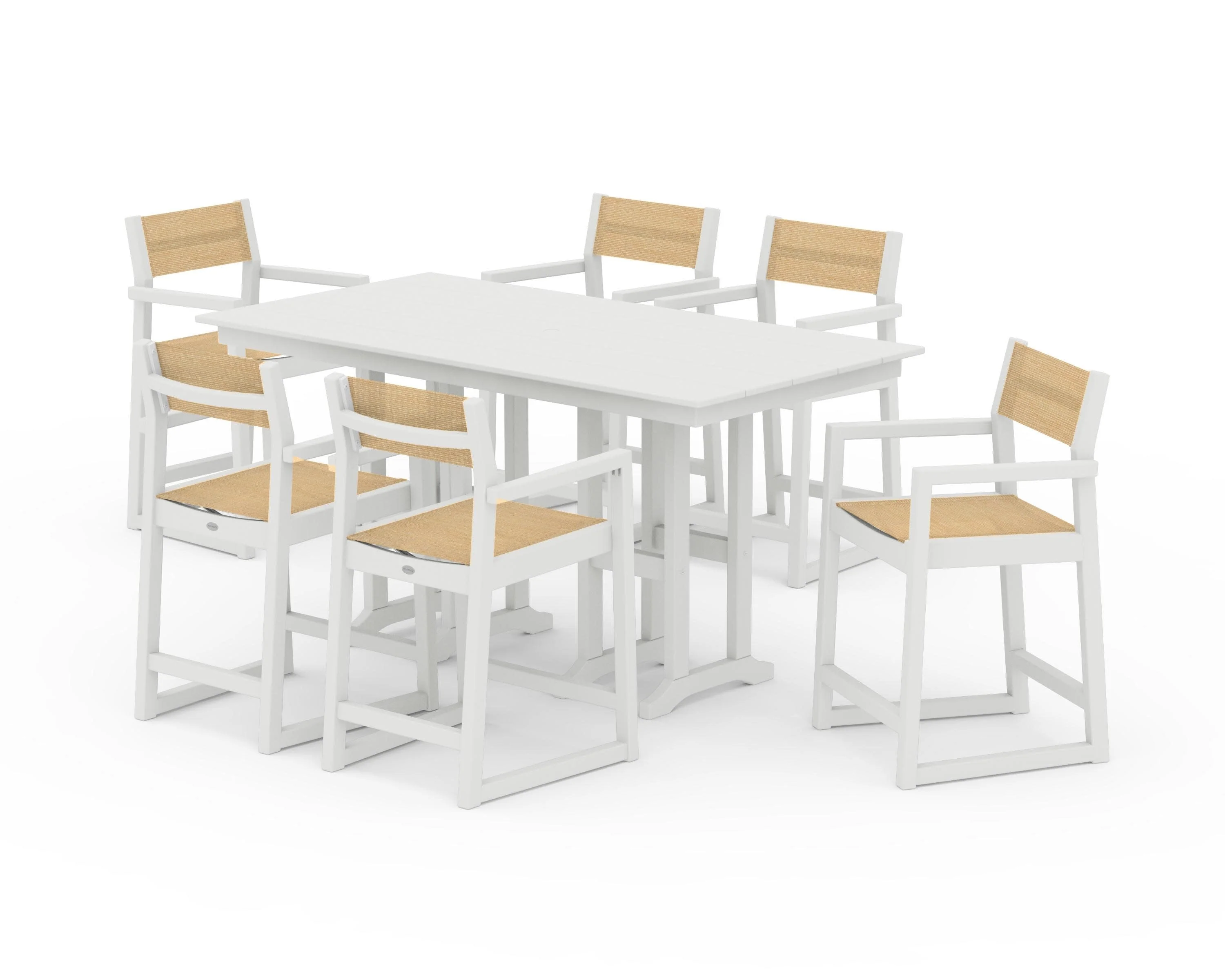 EDGE Sling Arm Chair 7-Piece Farmhouse Counter Set - Image 33