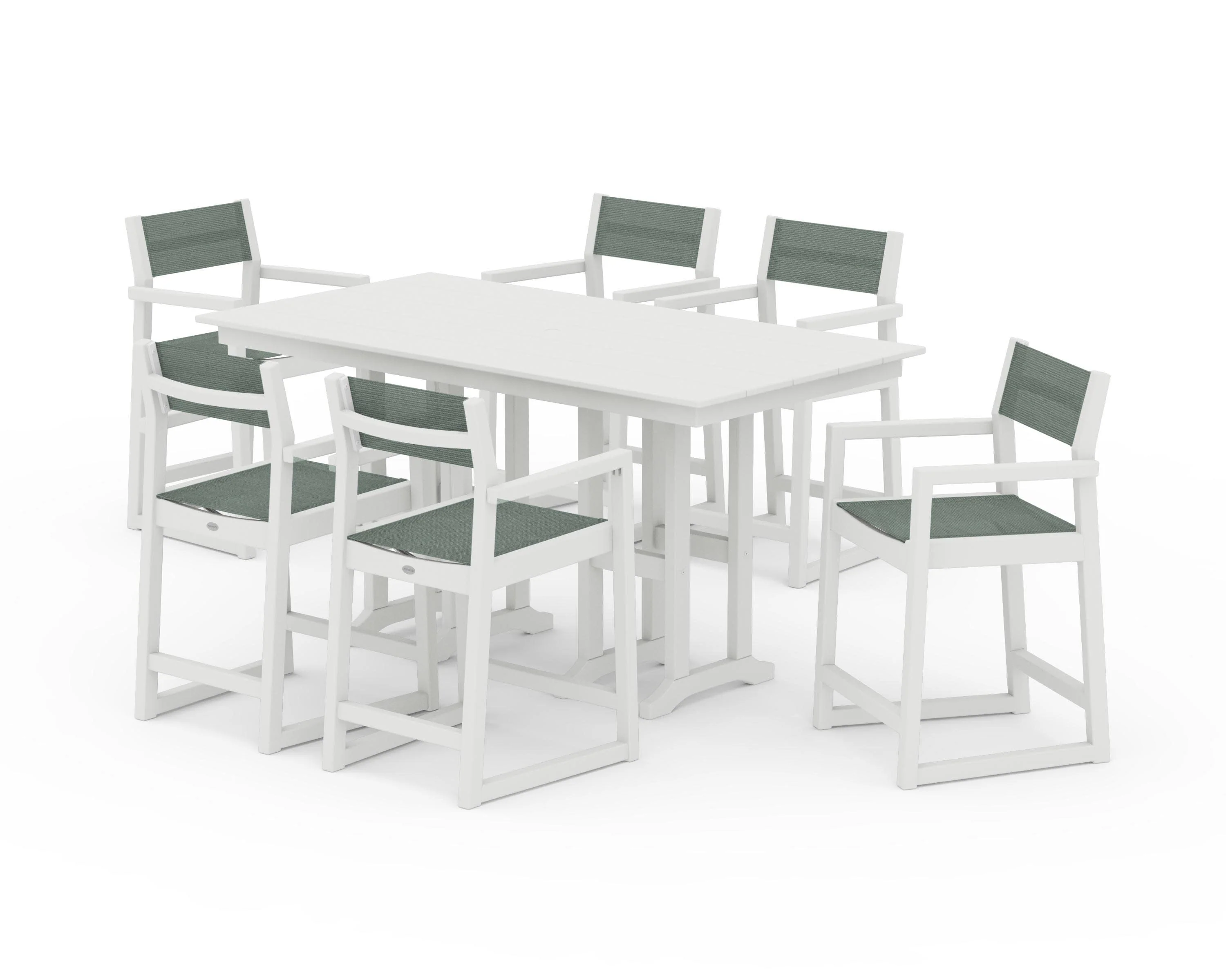 EDGE Sling Arm Chair 7-Piece Farmhouse Counter Set - Image 34