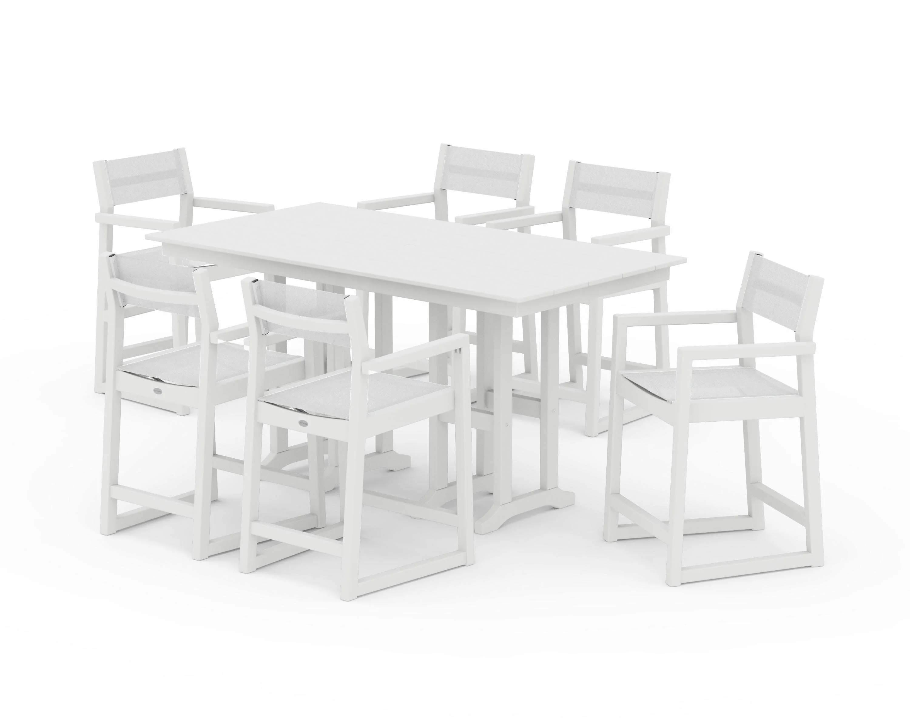 EDGE Sling Arm Chair 7-Piece Farmhouse Counter Set - Image 35
