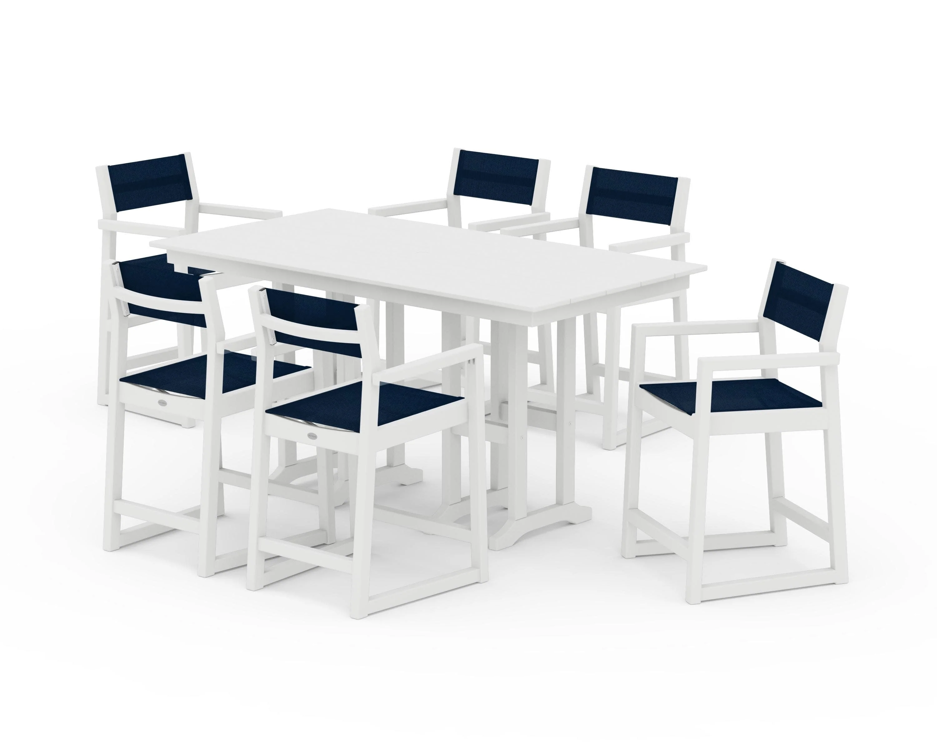 EDGE Sling Arm Chair 7-Piece Farmhouse Counter Set - Image 36