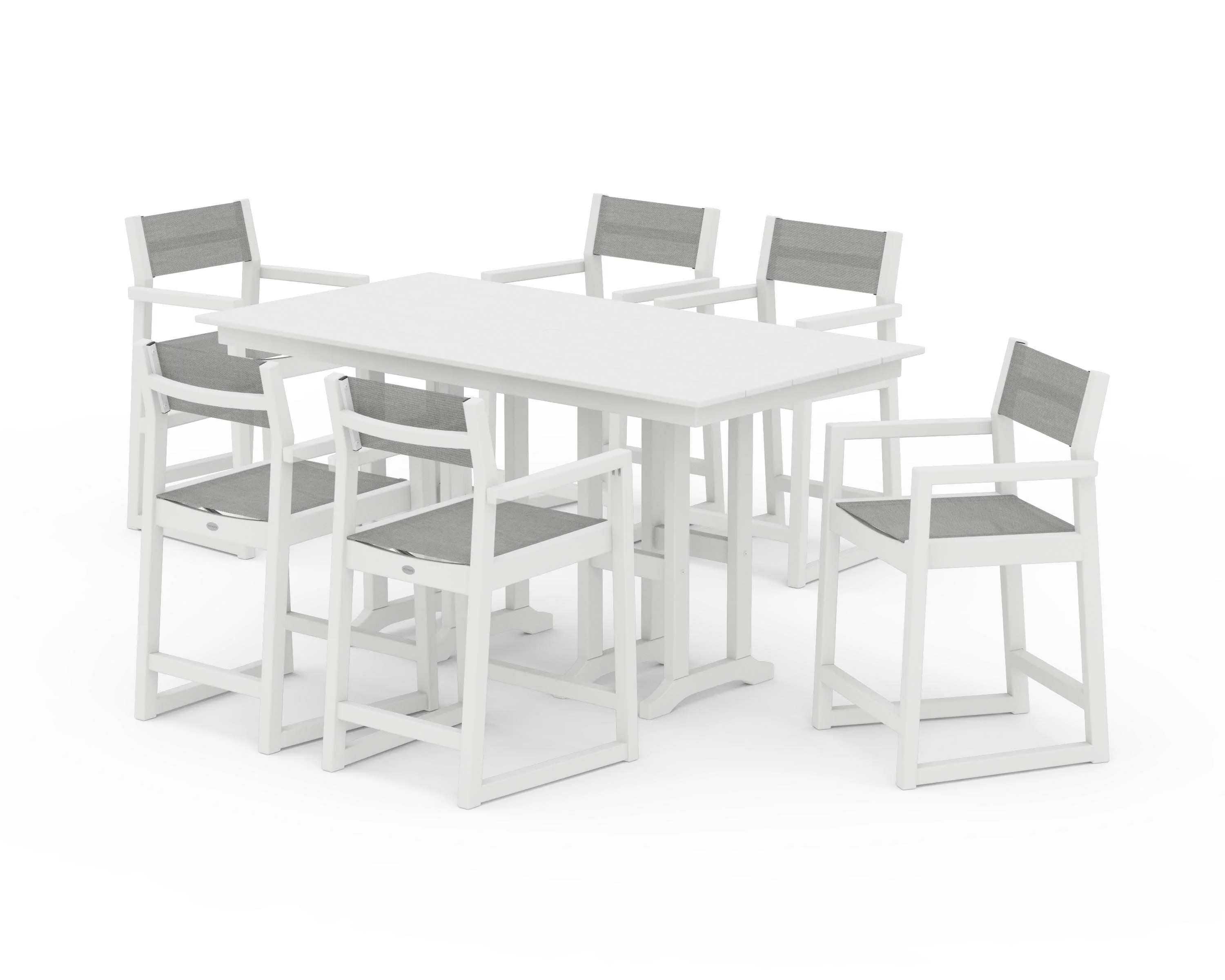 EDGE Sling Arm Chair 7-Piece Farmhouse Counter Set - Image 37
