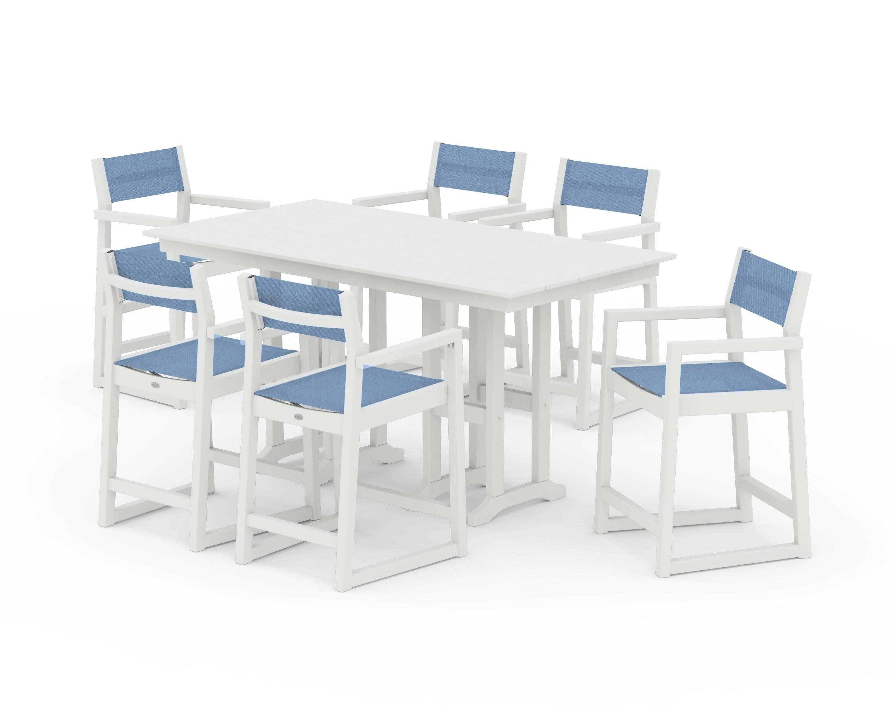 EDGE Sling Arm Chair 7-Piece Farmhouse Counter Set - Image 38