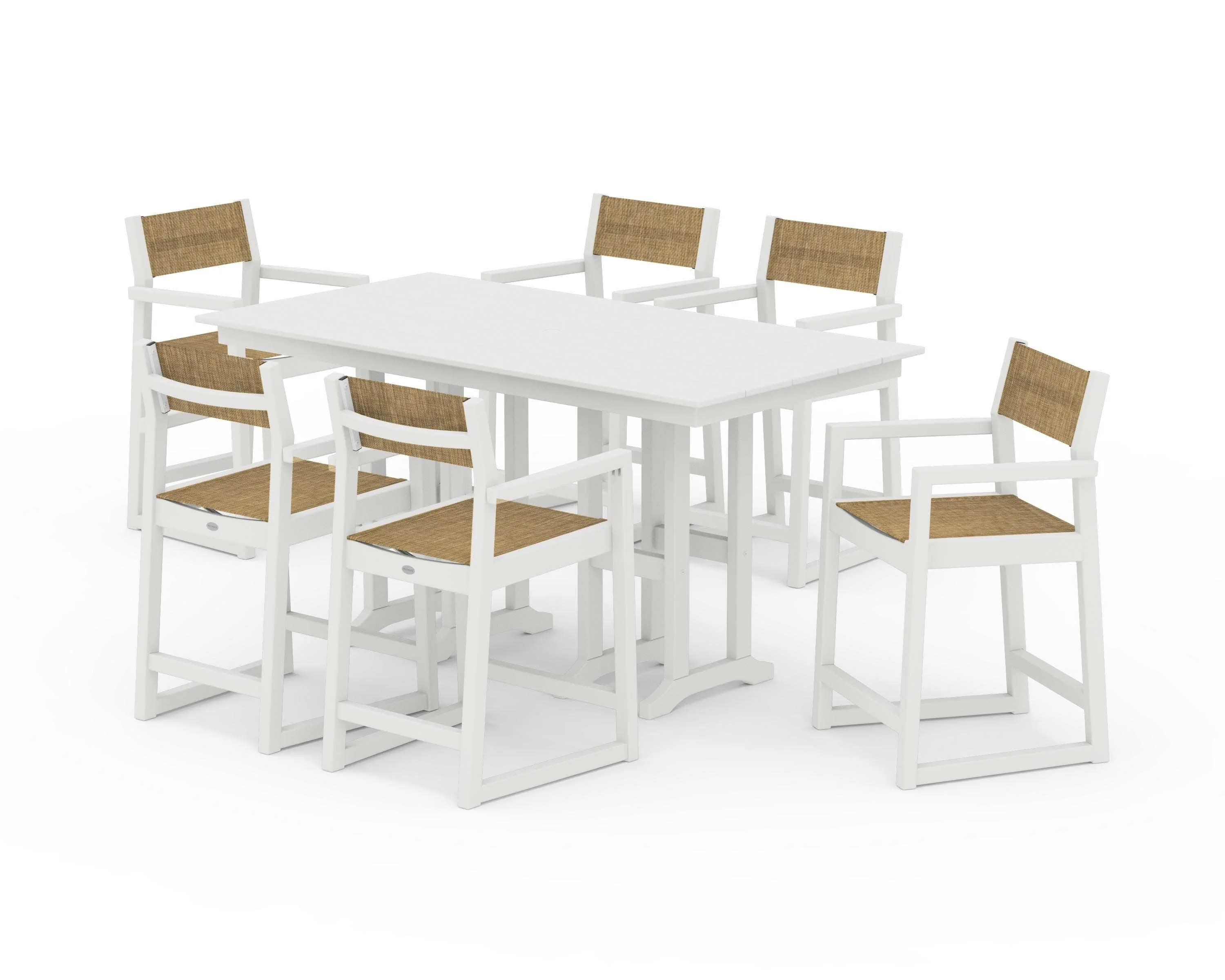 EDGE Sling Arm Chair 7-Piece Farmhouse Counter Set - Image 39