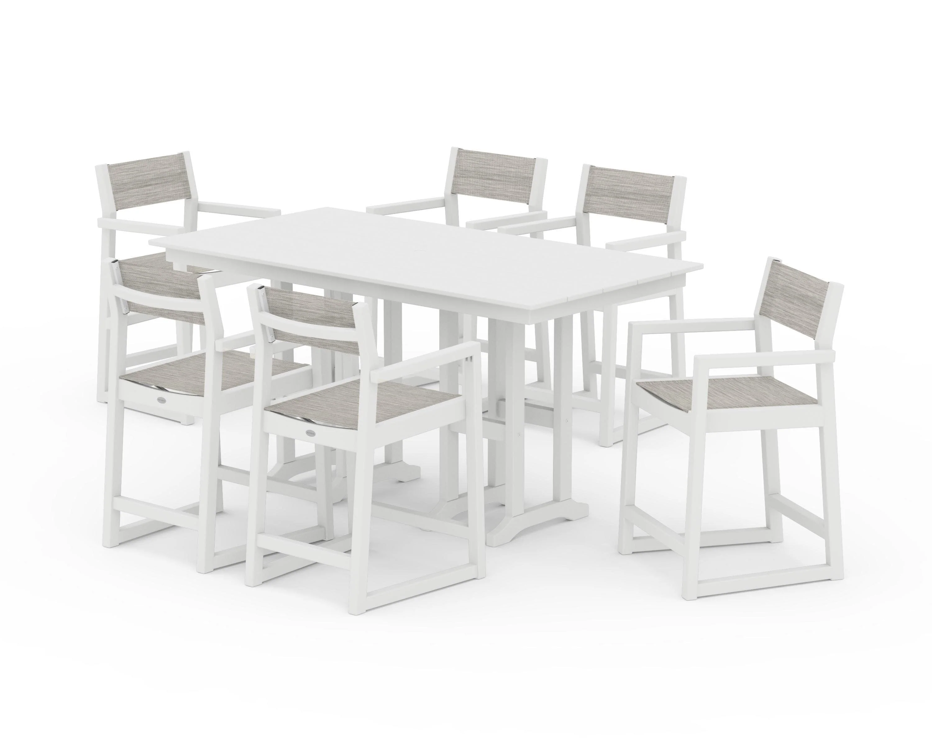 EDGE Sling Arm Chair 7-Piece Farmhouse Counter Set - Image 40