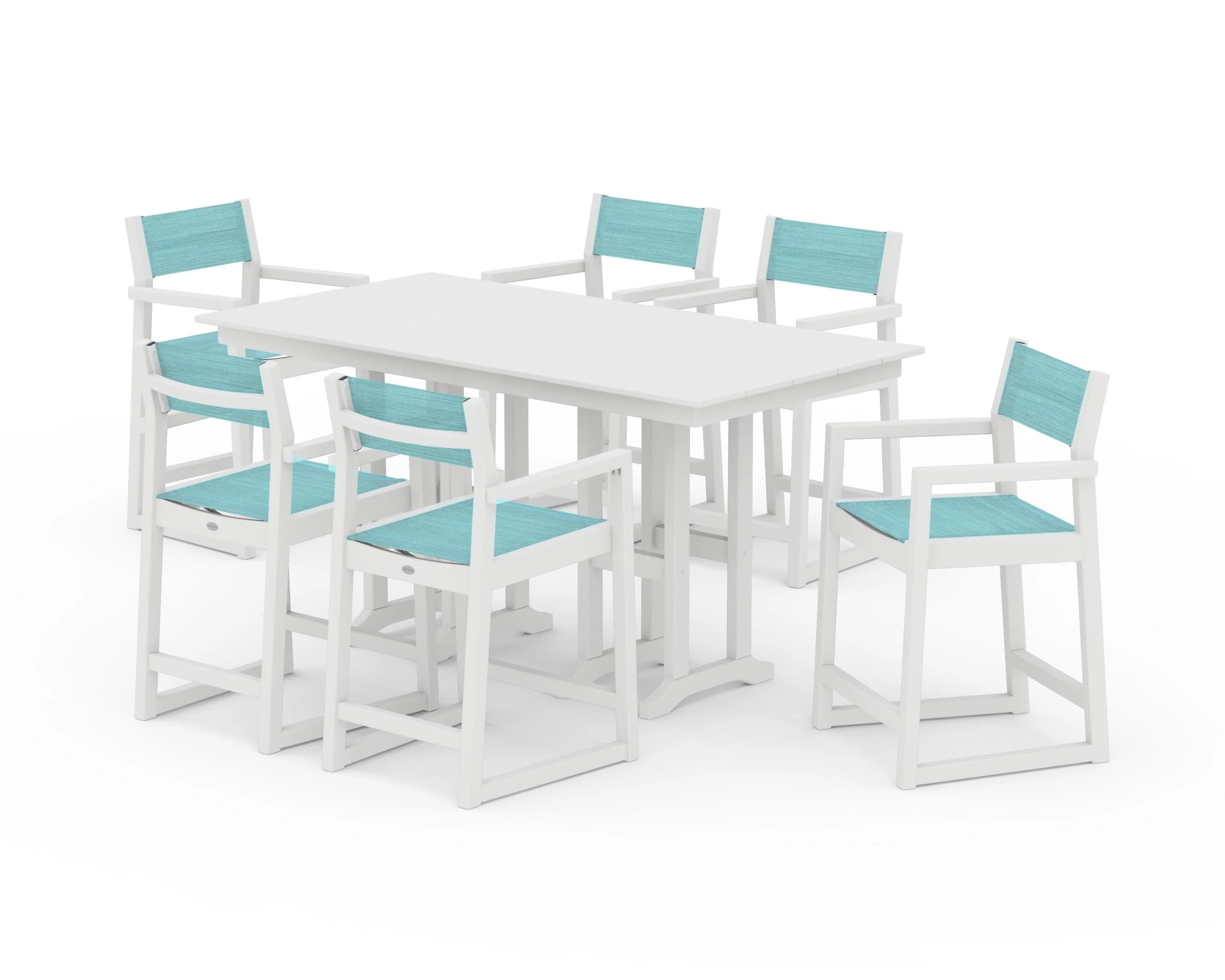 EDGE Sling Arm Chair 7-Piece Farmhouse Counter Set - Image 41