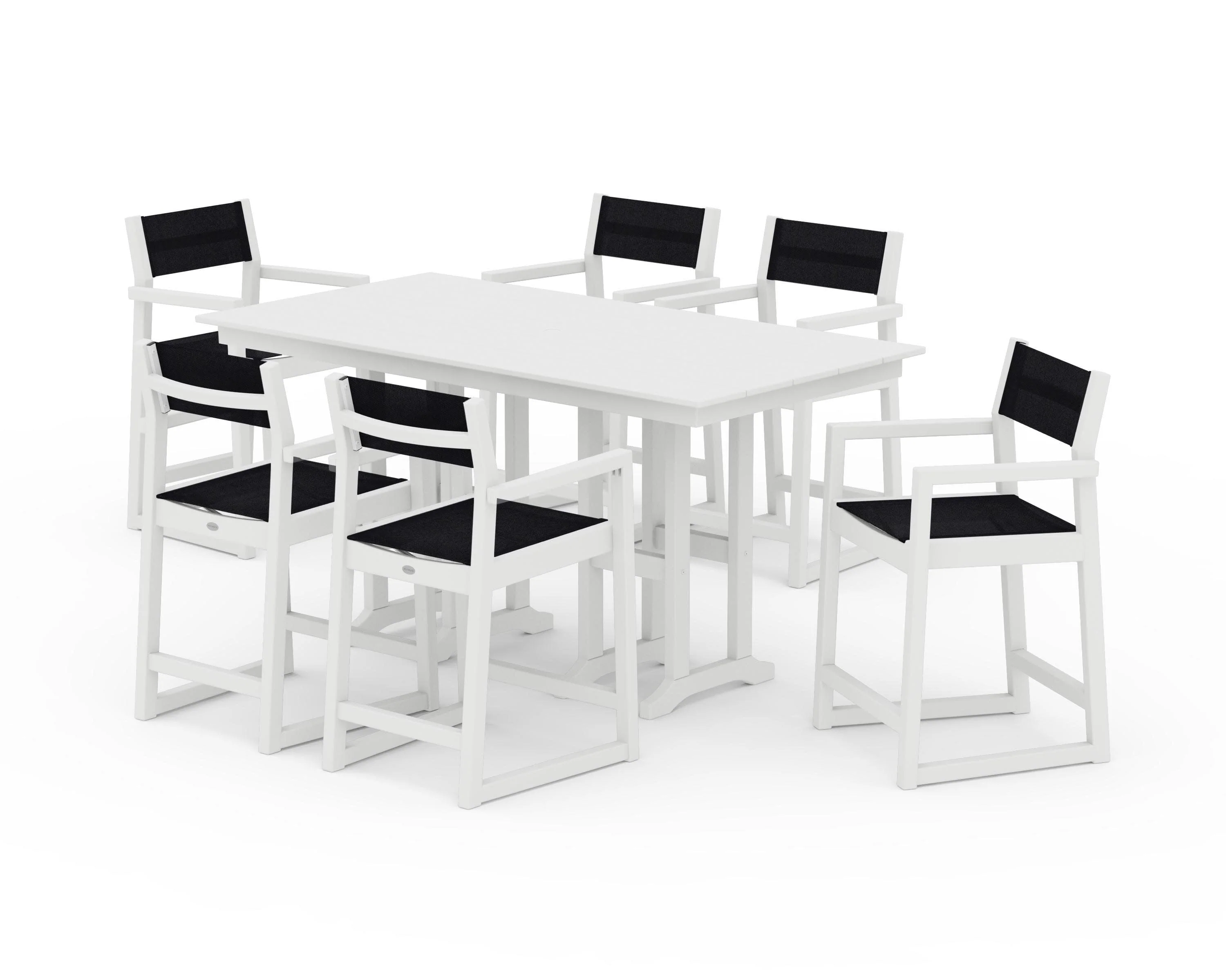 EDGE Sling Arm Chair 7-Piece Farmhouse Counter Set - Image 42