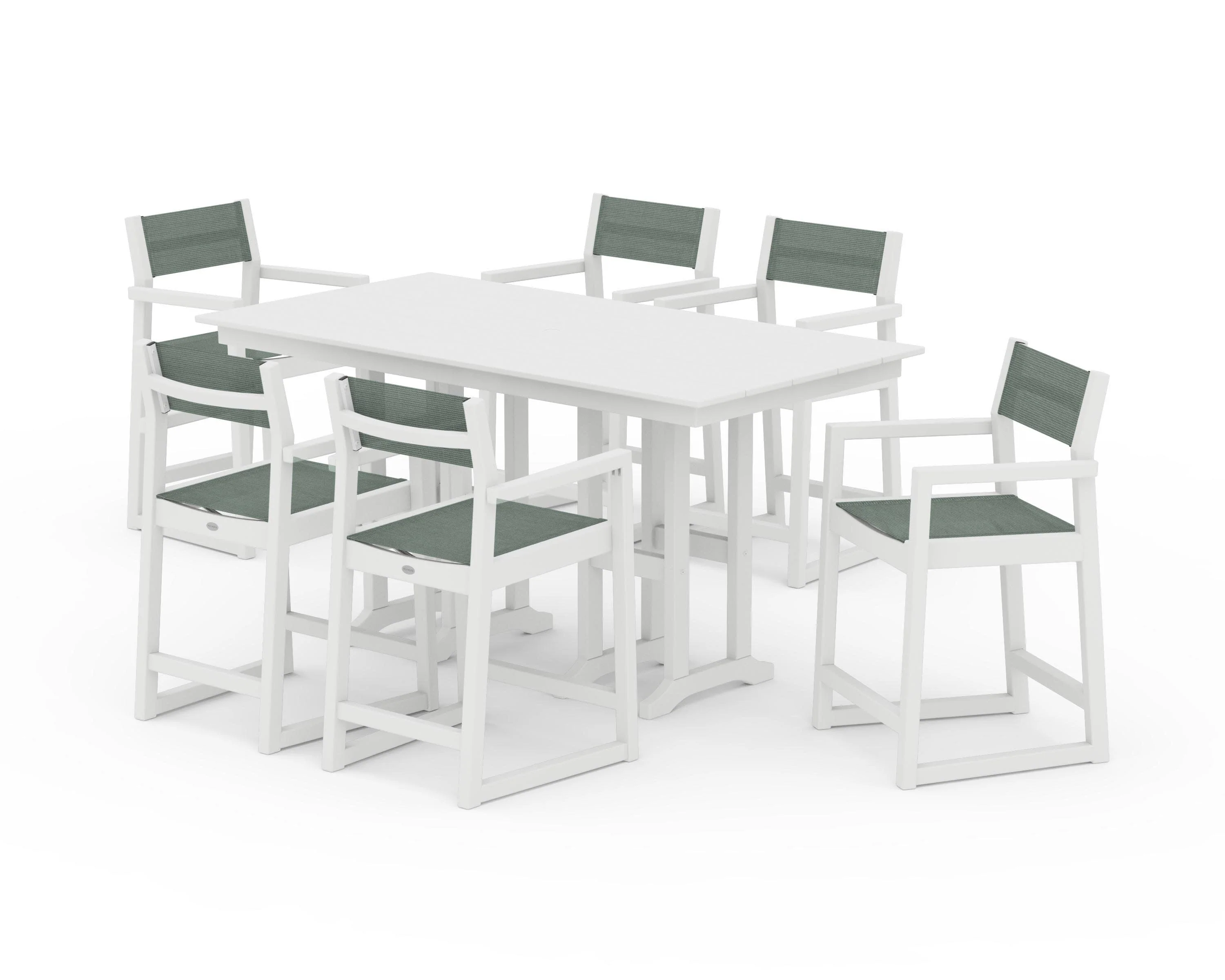 EDGE Sling Arm Chair 7-Piece Farmhouse Counter Set - Image 44