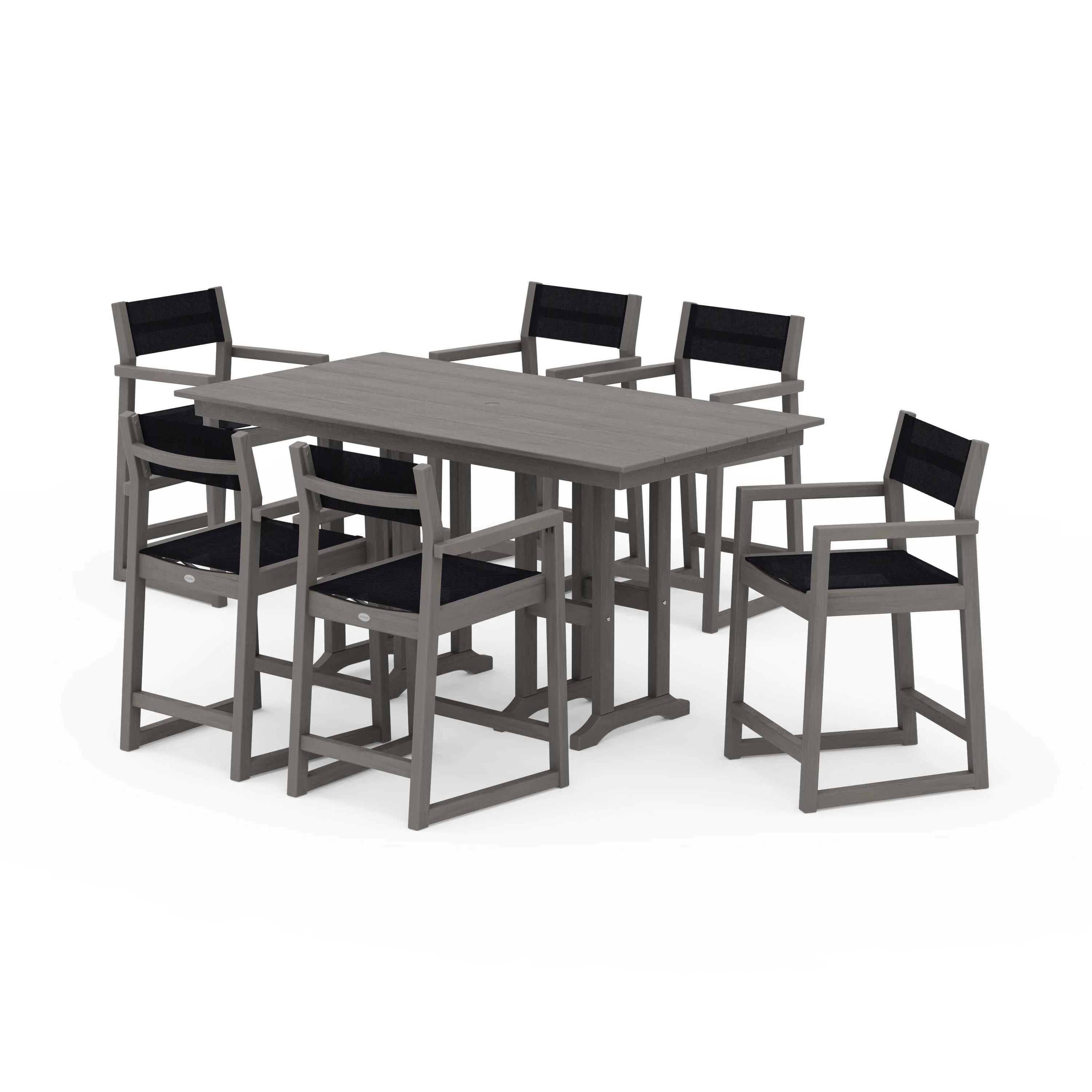 EDGE Sling Arm Chair 7-Piece Farmhouse Counter Set - Image 45