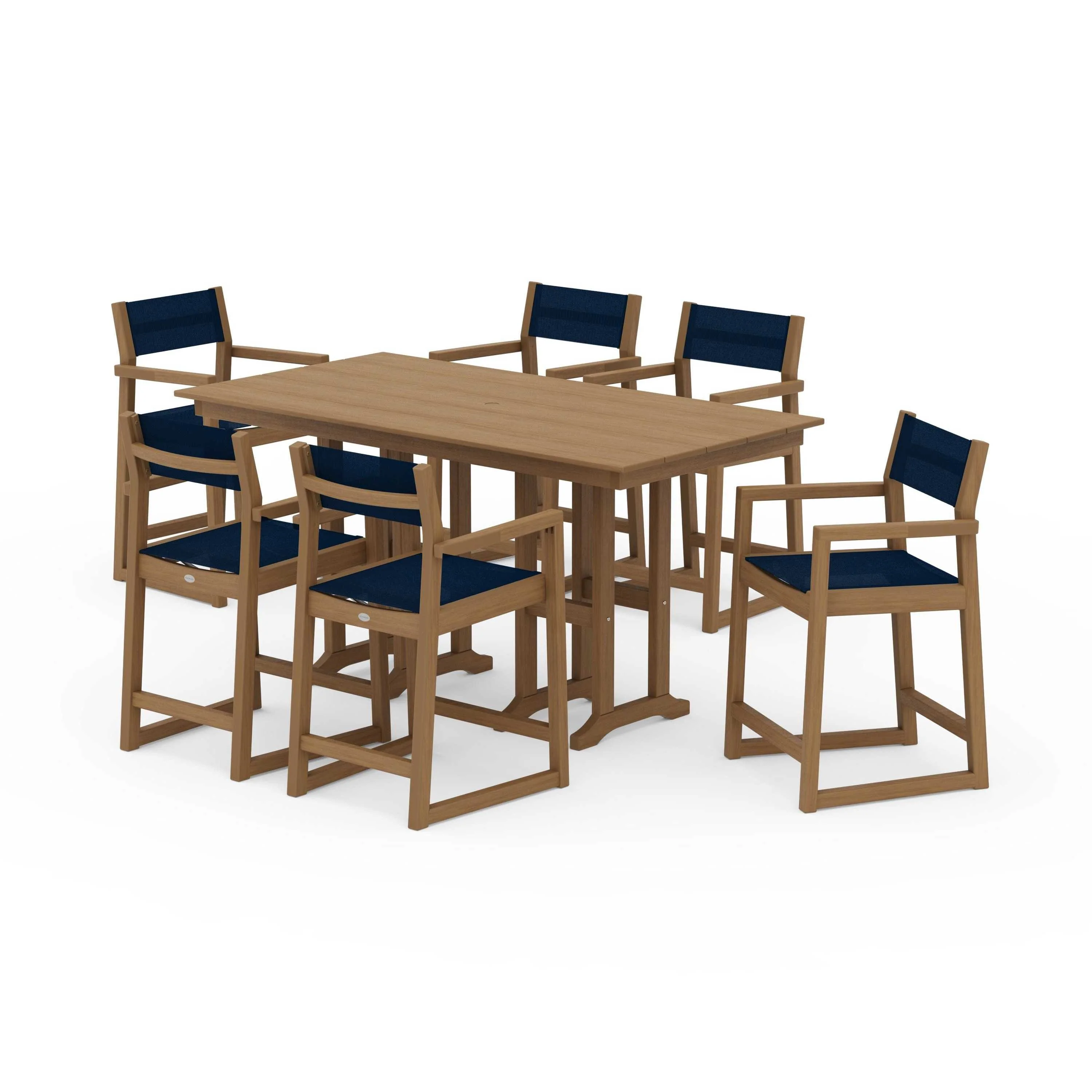 EDGE Sling Arm Chair 7-Piece Farmhouse Counter Set - Image 47