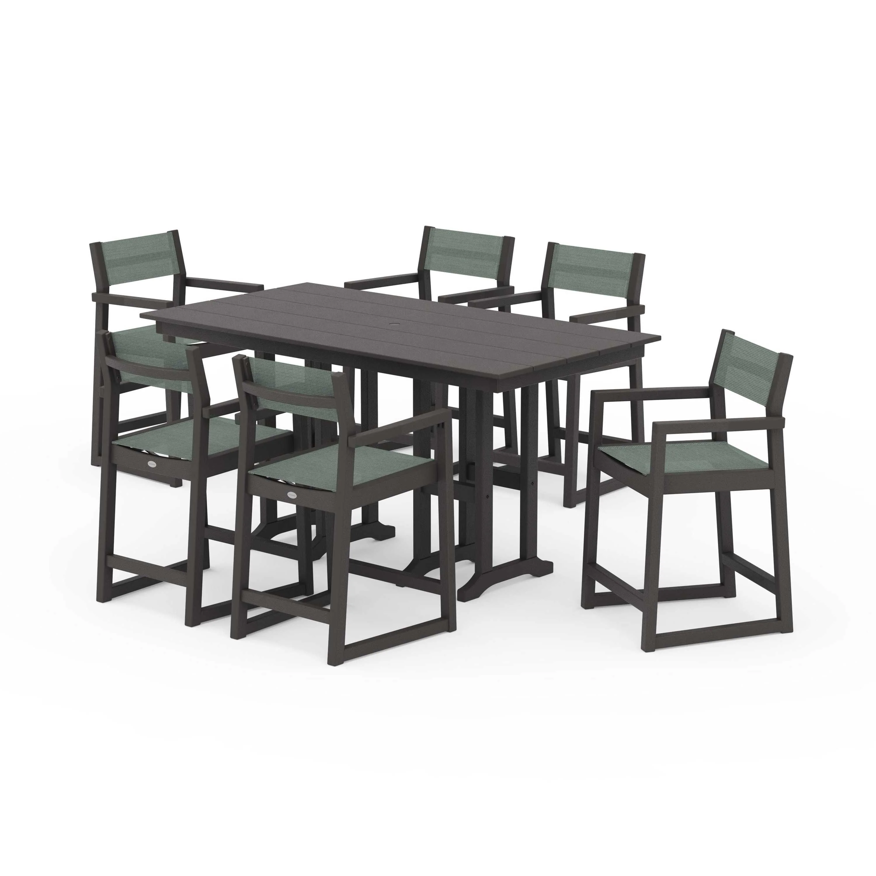 EDGE Sling Arm Chair 7-Piece Farmhouse Counter Set - Image 48