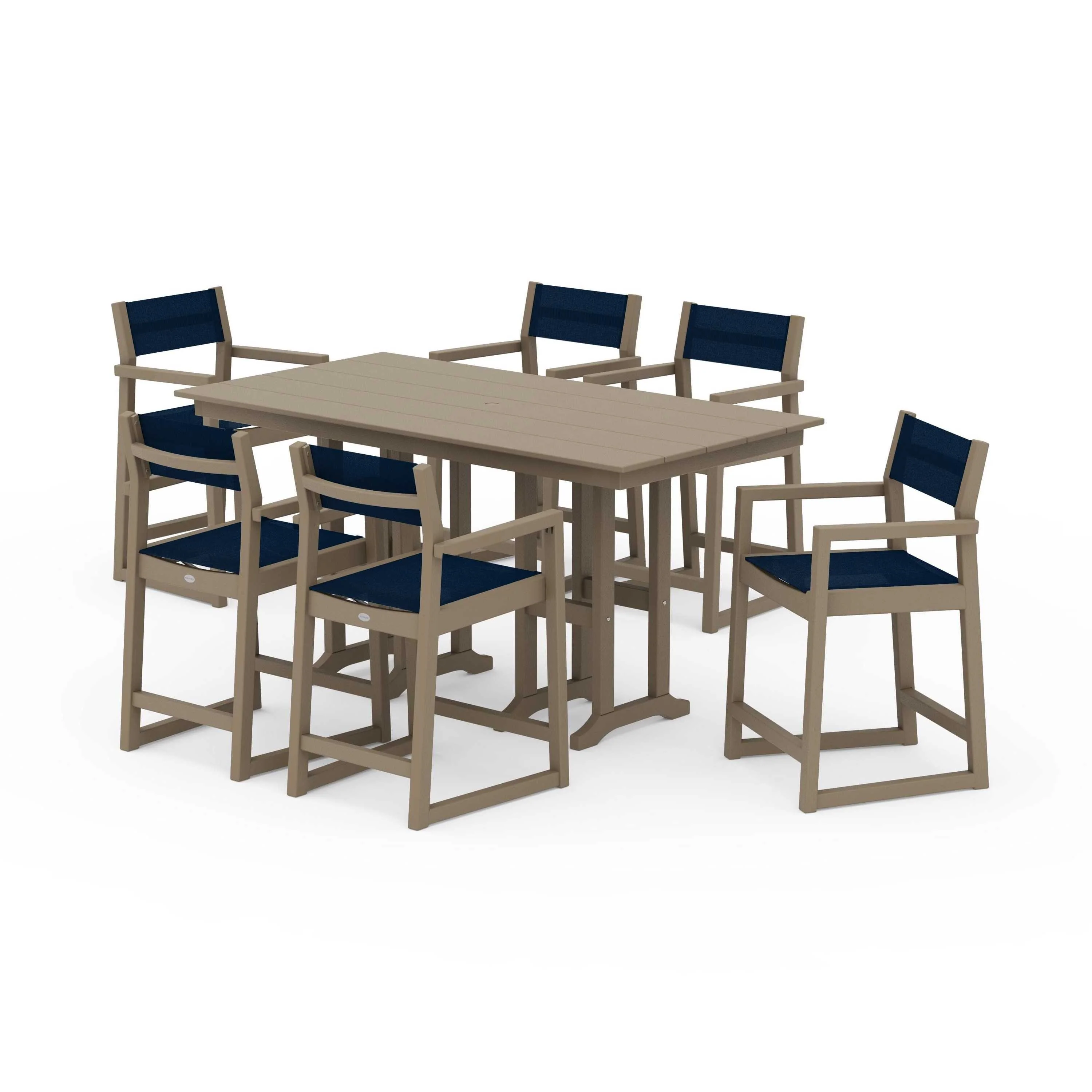EDGE Sling Arm Chair 7-Piece Farmhouse Counter Set - Image 49