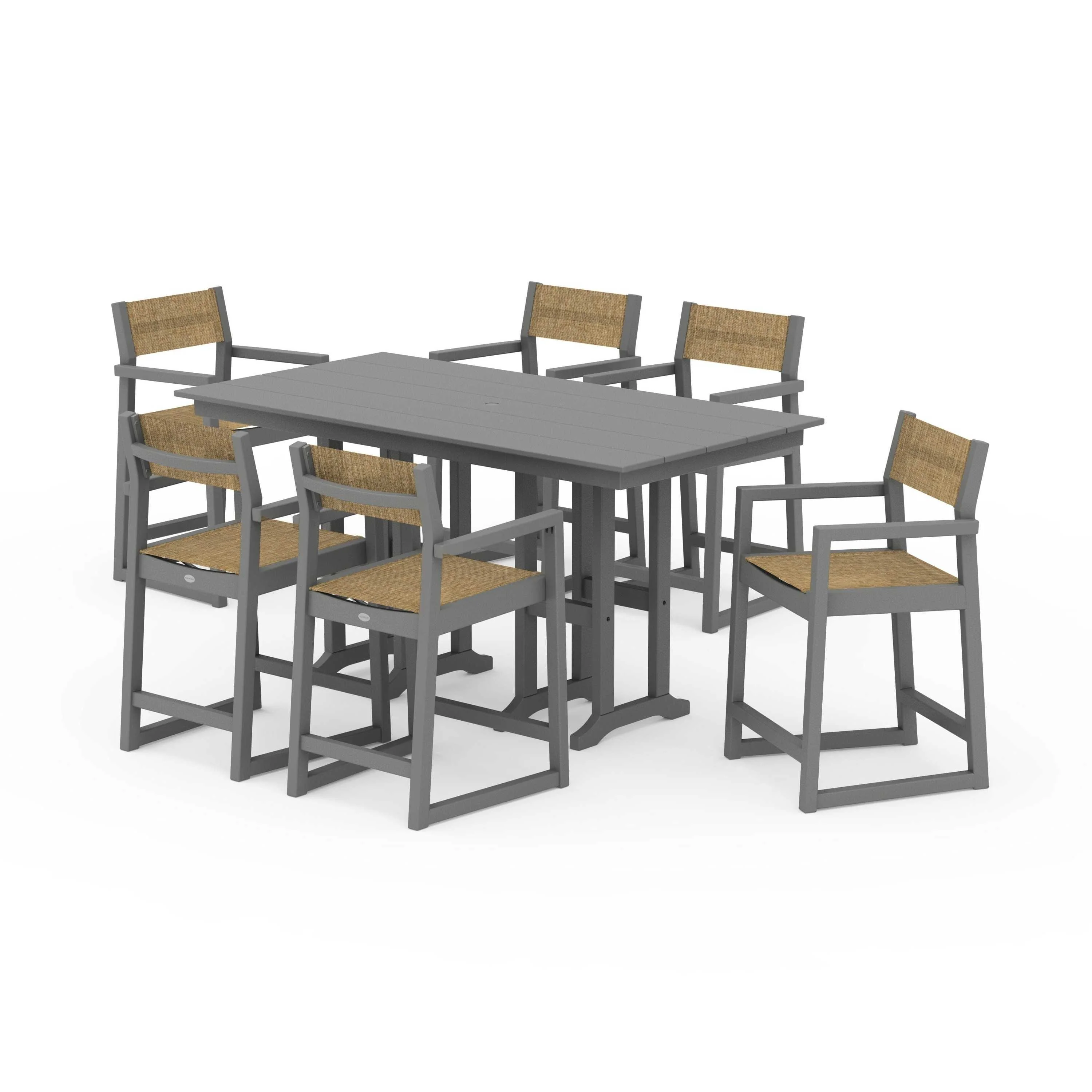 EDGE Sling Arm Chair 7-Piece Farmhouse Counter Set - Image 50