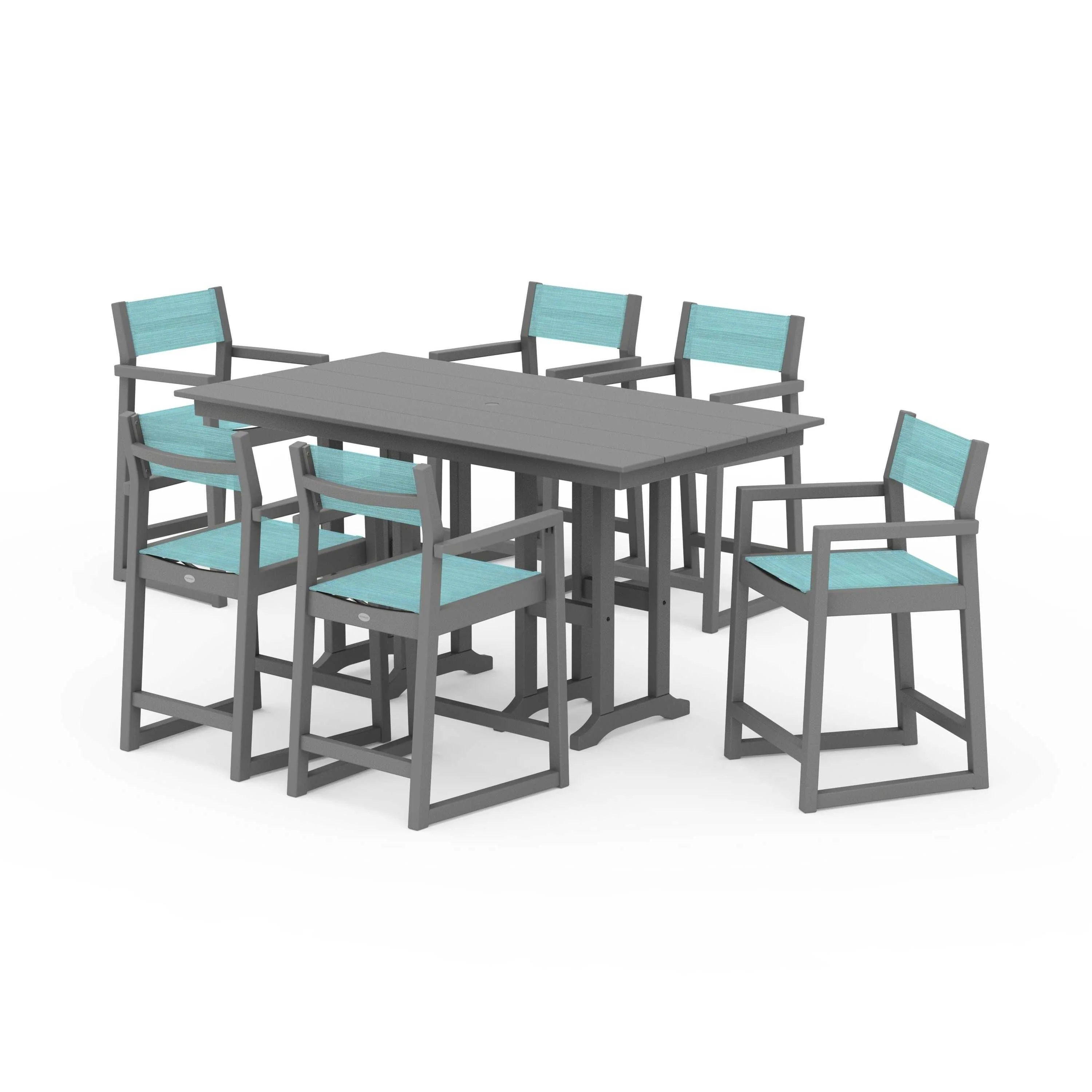 EDGE Sling Arm Chair 7-Piece Farmhouse Counter Set - Image 51