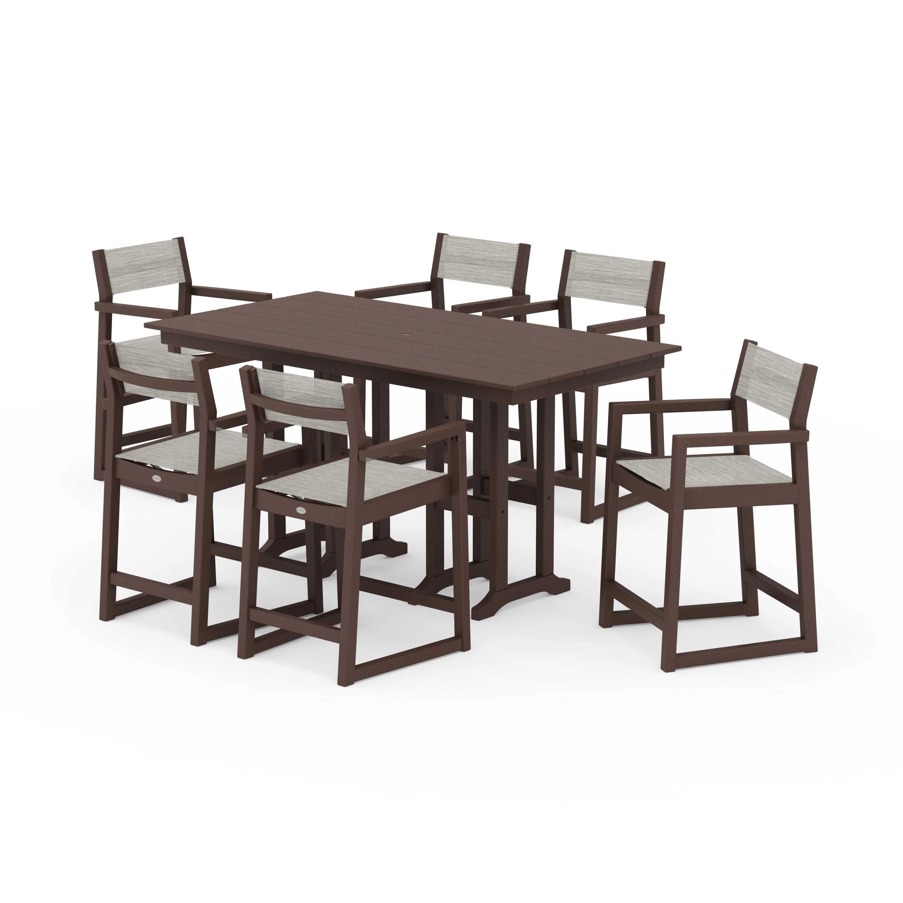 EDGE Sling Arm Chair 7-Piece Farmhouse Counter Set - Image 52
