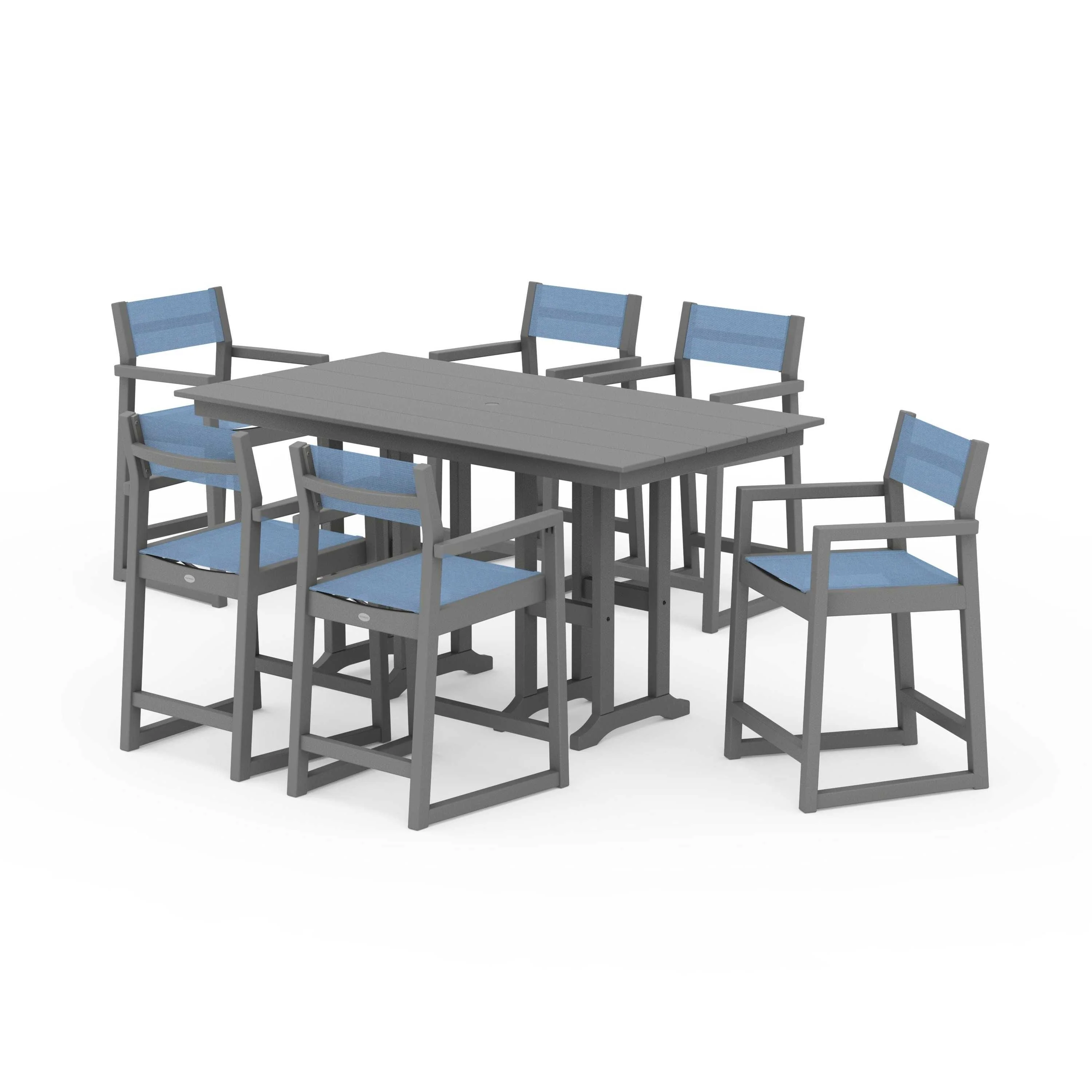 EDGE Sling Arm Chair 7-Piece Farmhouse Counter Set - Image 54