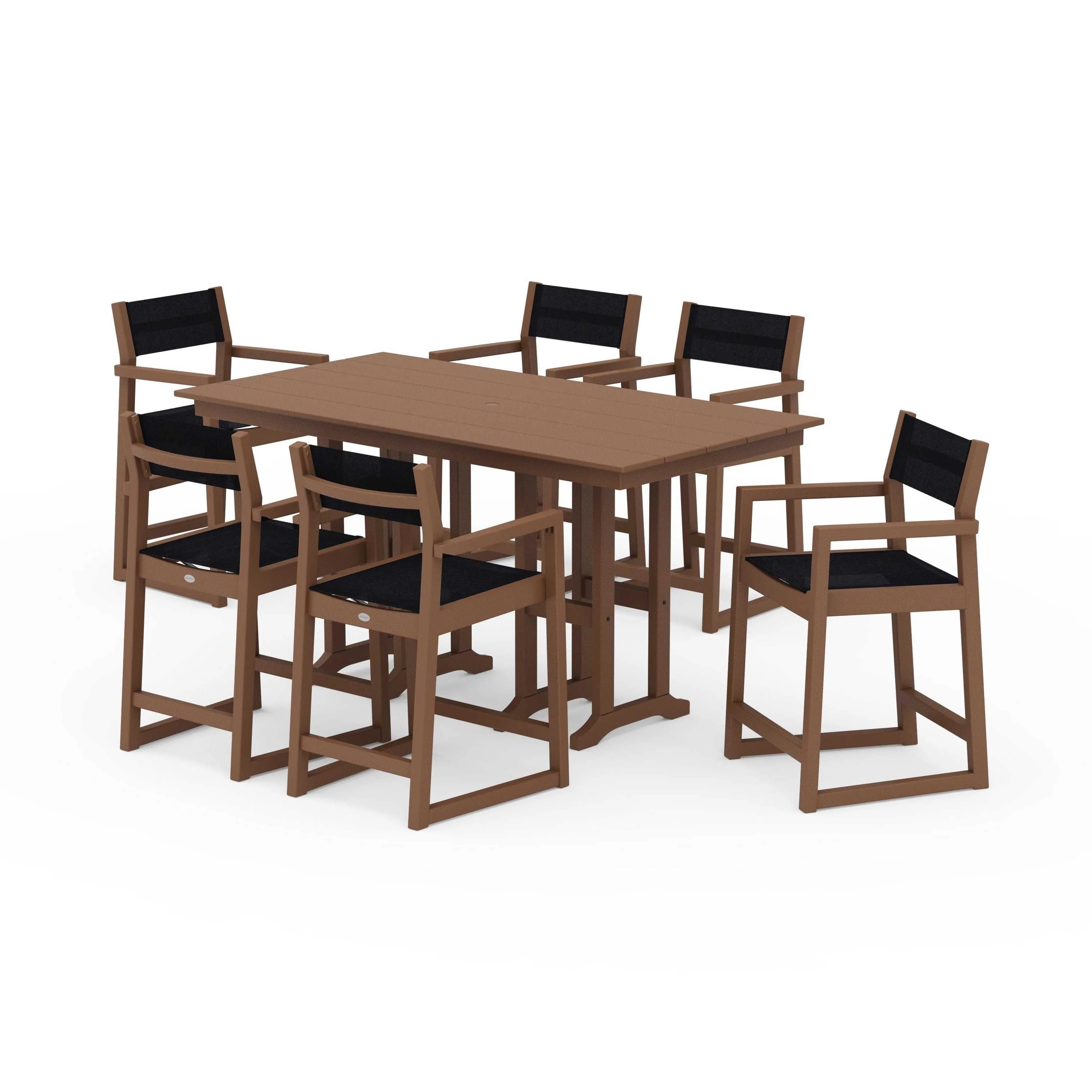 EDGE Sling Arm Chair 7-Piece Farmhouse Counter Set - Image 55
