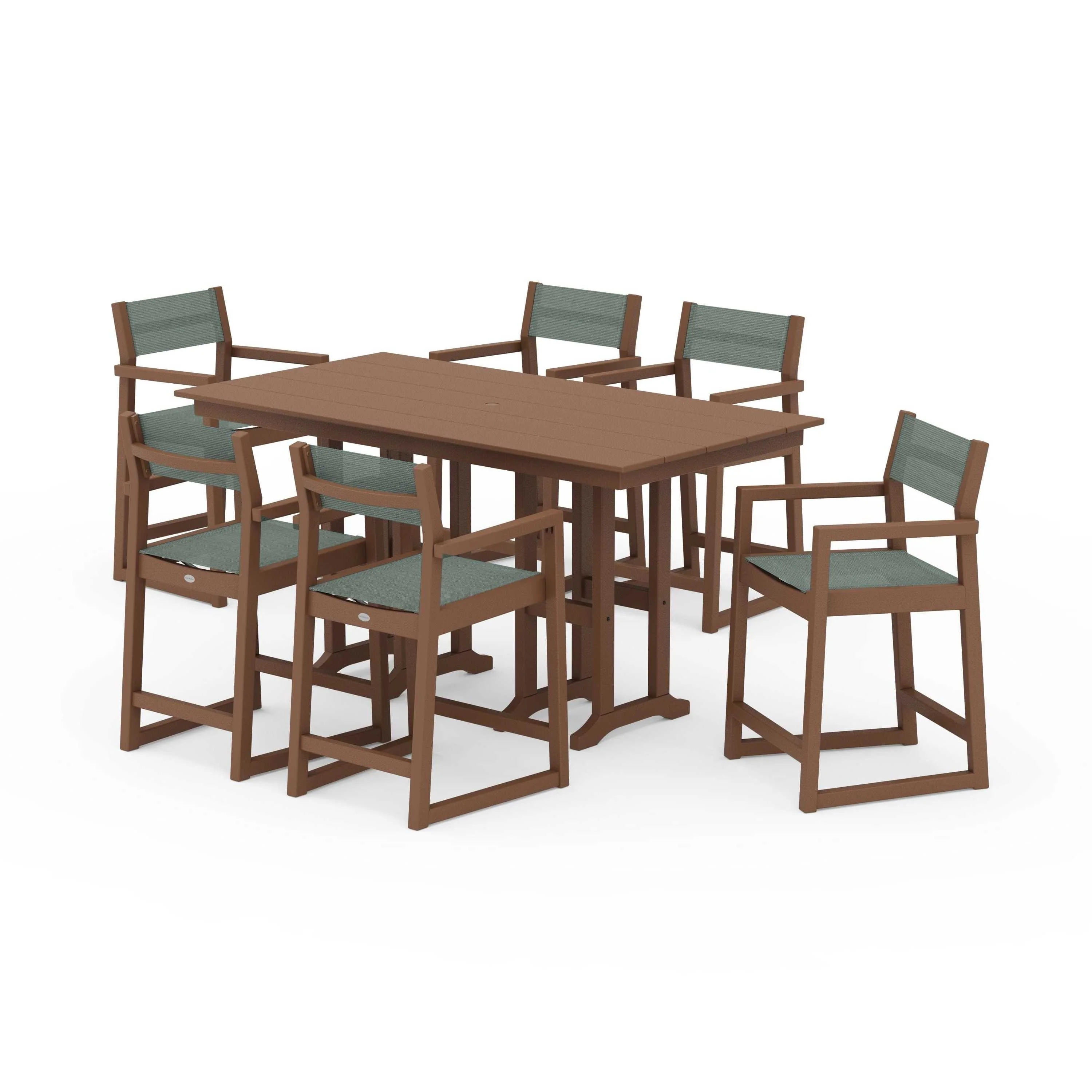 EDGE Sling Arm Chair 7-Piece Farmhouse Counter Set - Image 56