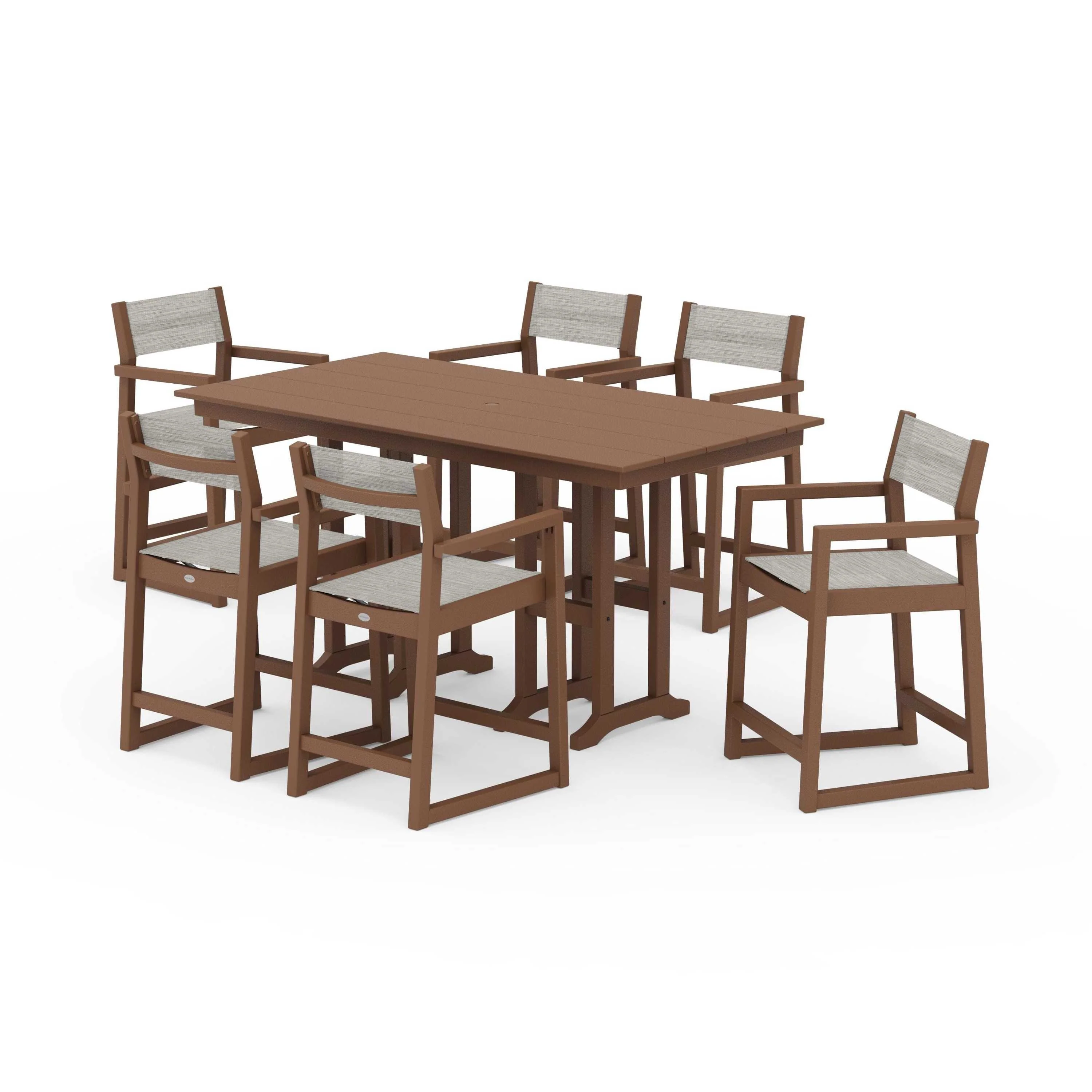 EDGE Sling Arm Chair 7-Piece Farmhouse Counter Set - Image 57