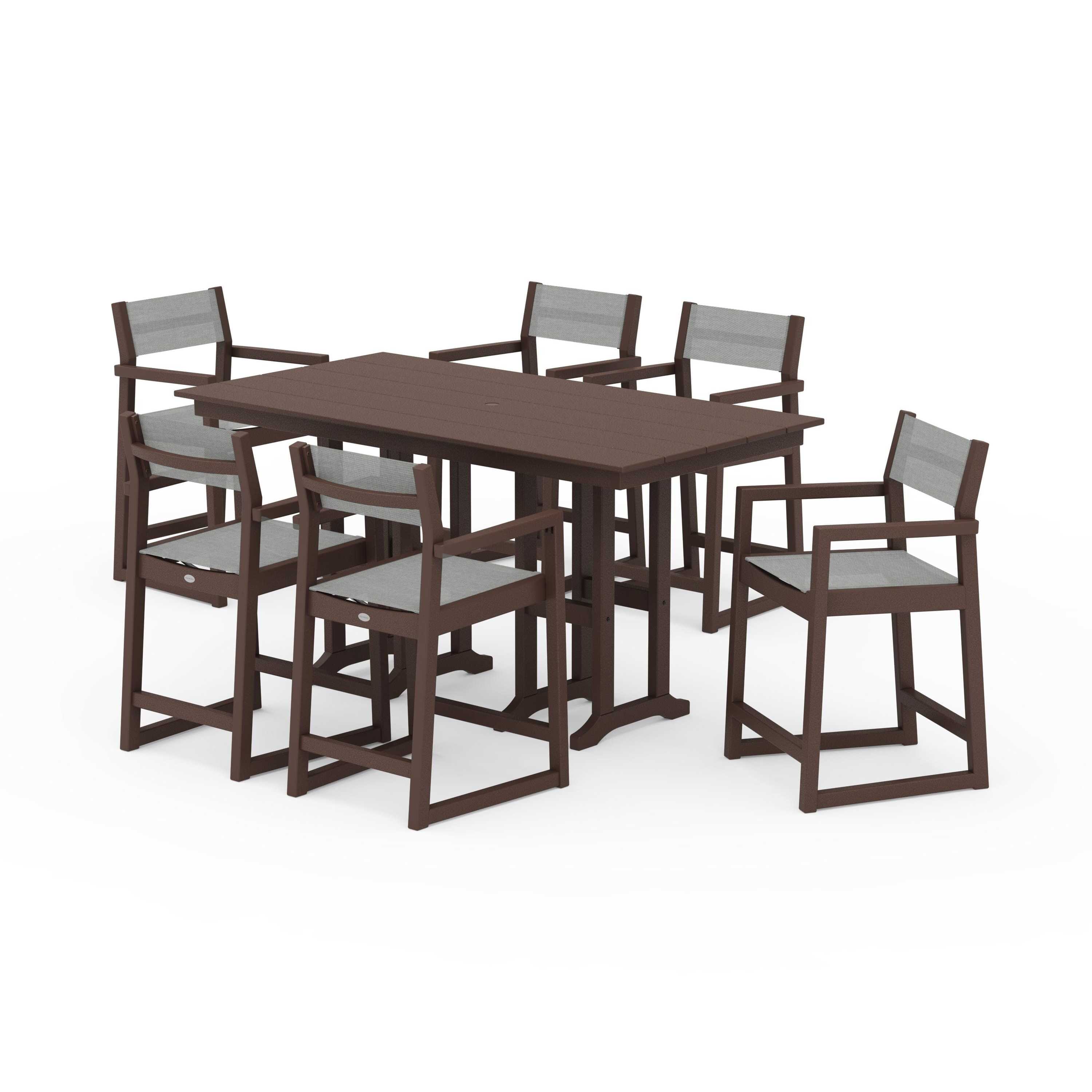 EDGE Sling Arm Chair 7-Piece Farmhouse Counter Set - Image 58