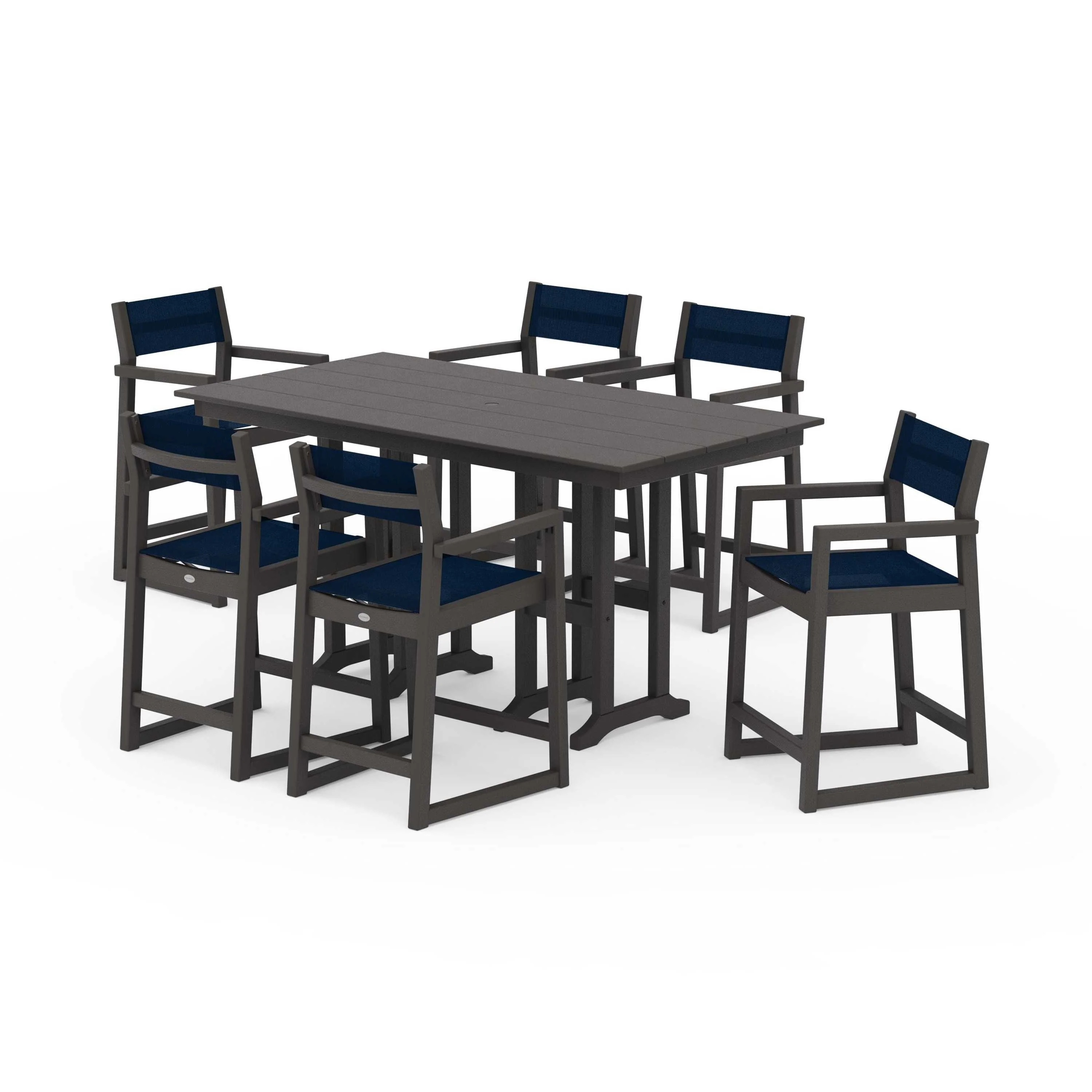 EDGE Sling Arm Chair 7-Piece Farmhouse Counter Set - Image 59