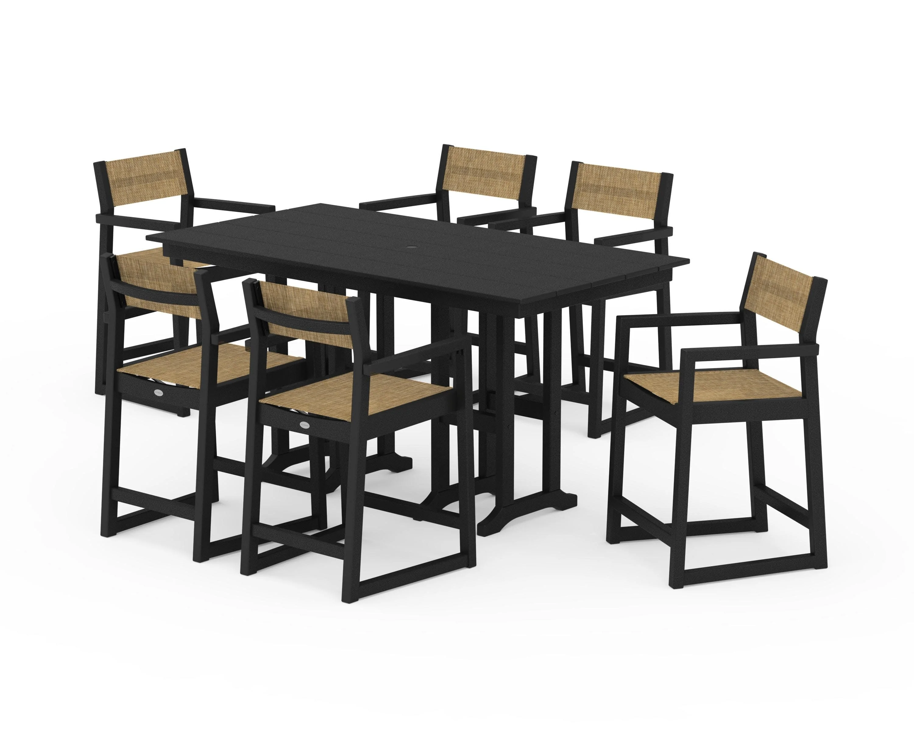 EDGE Sling Arm Chair 7-Piece Farmhouse Counter Set - Image 6