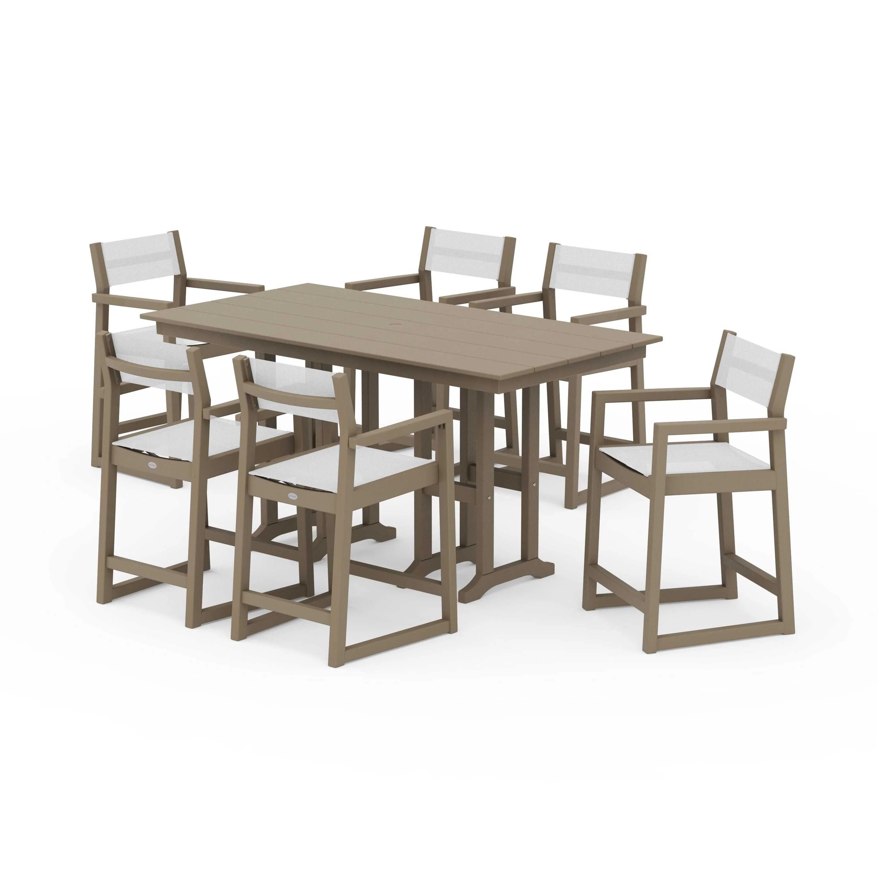 EDGE Sling Arm Chair 7-Piece Farmhouse Counter Set - Image 60