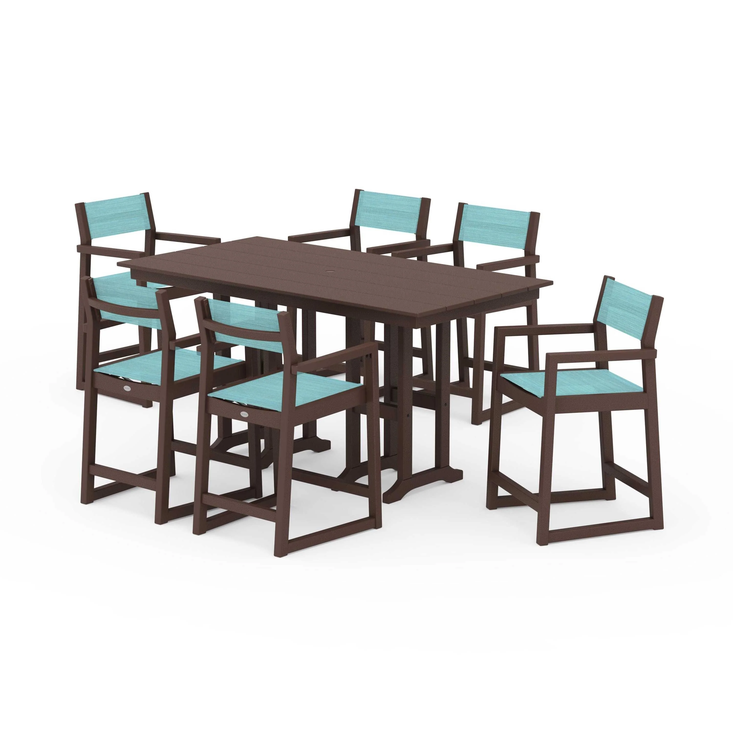 EDGE Sling Arm Chair 7-Piece Farmhouse Counter Set - Image 62