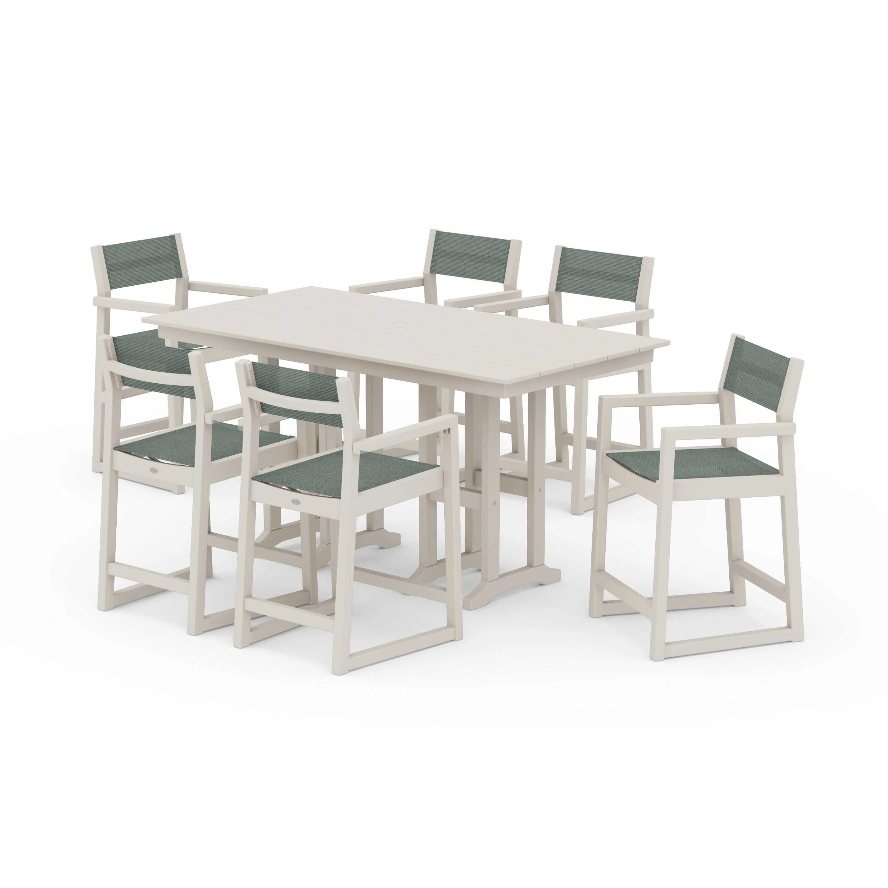 EDGE Sling Arm Chair 7-Piece Farmhouse Counter Set - Image 65