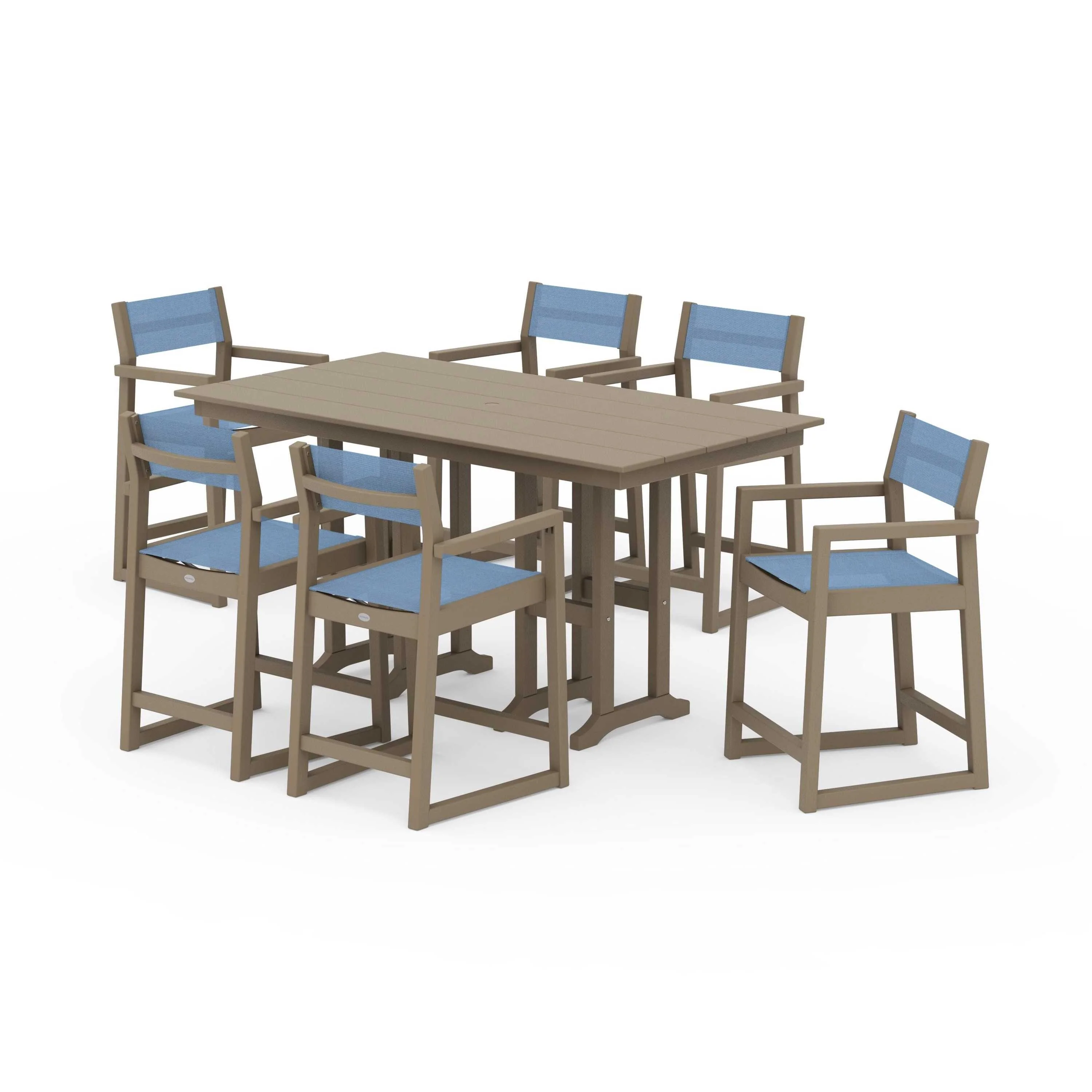 EDGE Sling Arm Chair 7-Piece Farmhouse Counter Set - Image 66