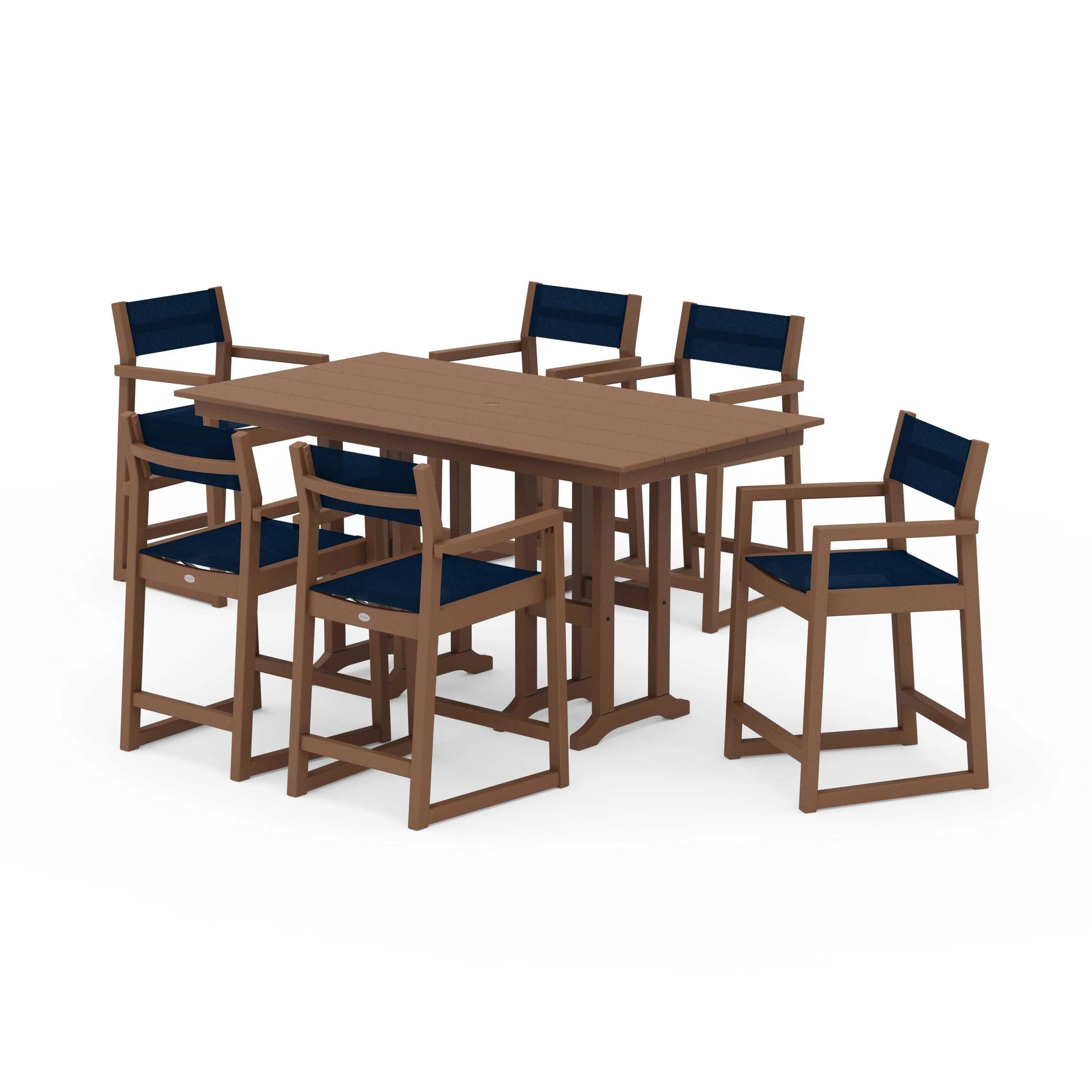 EDGE Sling Arm Chair 7-Piece Farmhouse Counter Set - Image 67