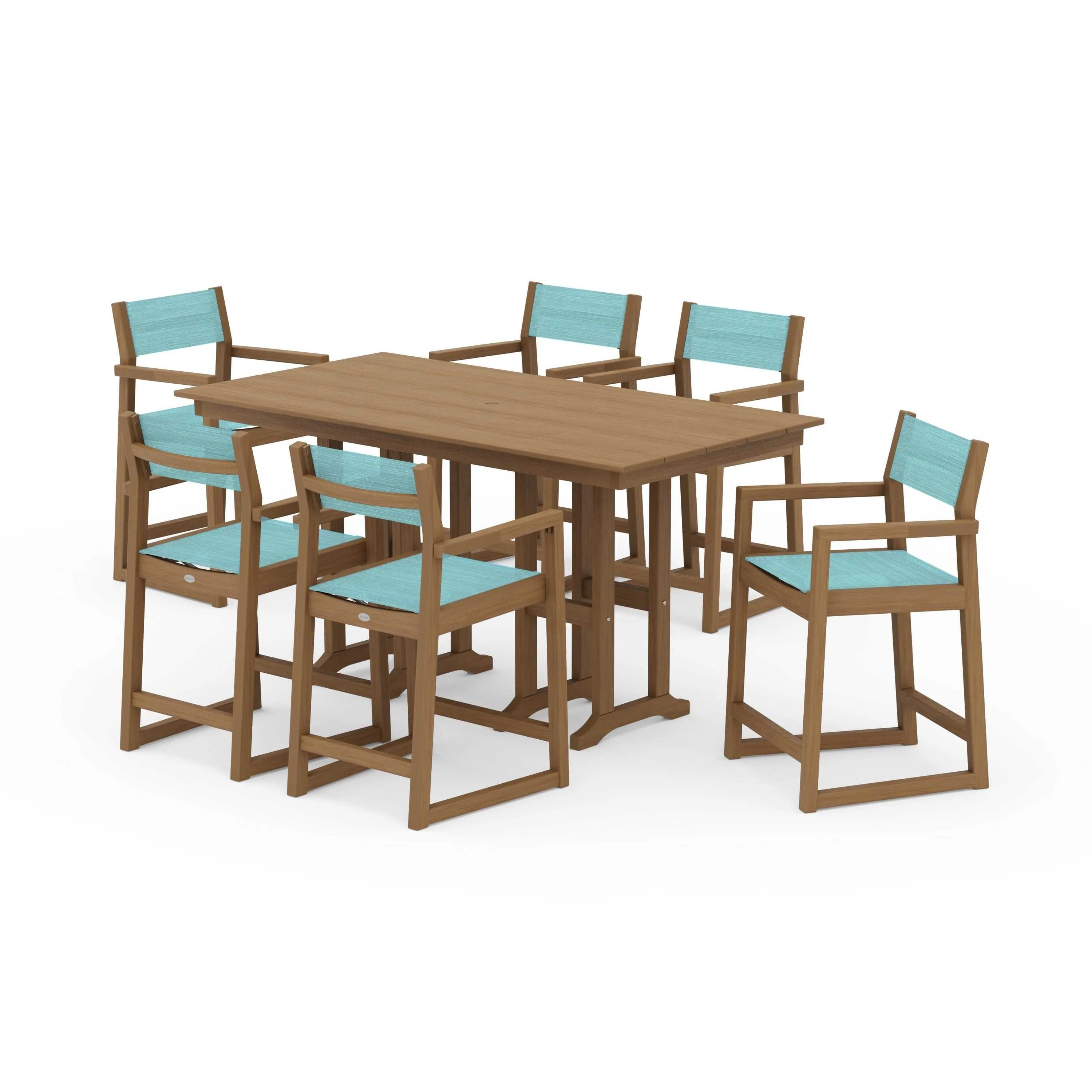 EDGE Sling Arm Chair 7-Piece Farmhouse Counter Set - Image 68