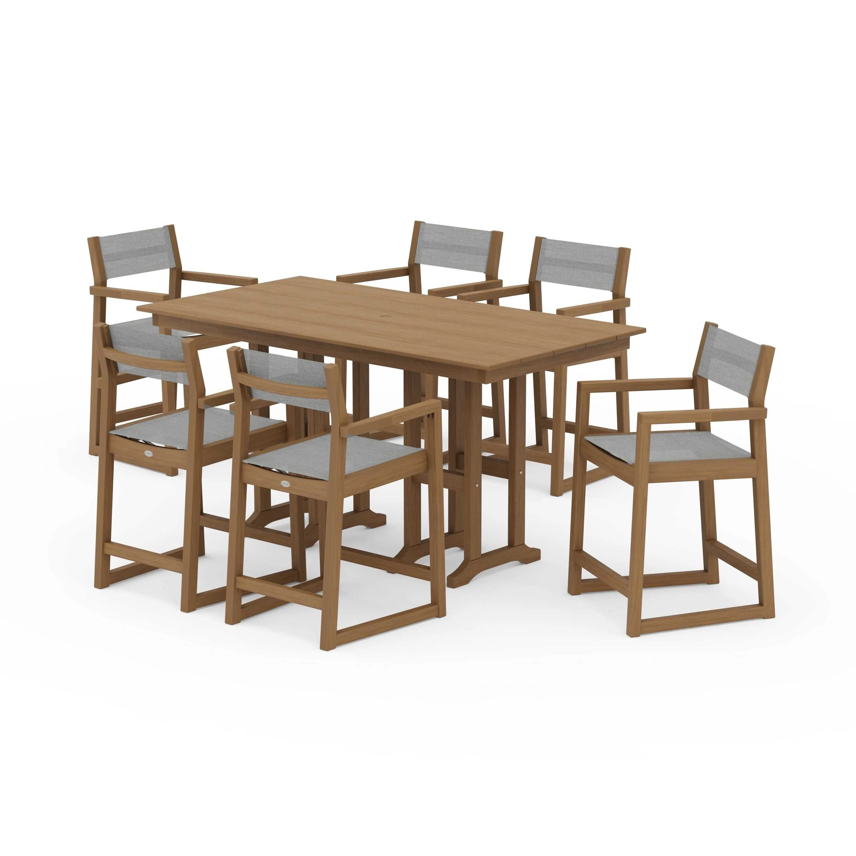 EDGE Sling Arm Chair 7-Piece Farmhouse Counter Set - Image 69