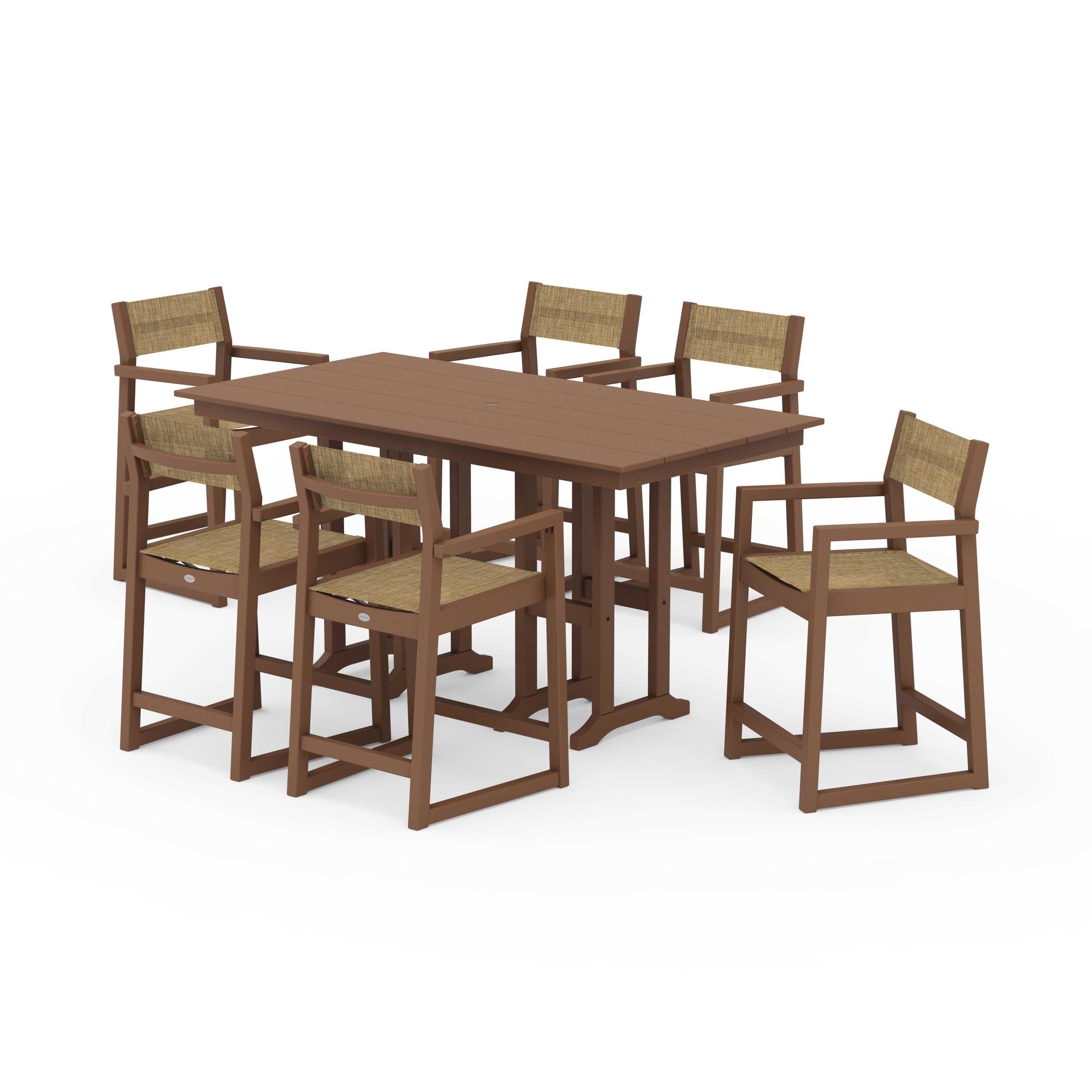 EDGE Sling Arm Chair 7-Piece Farmhouse Counter Set - Image 70