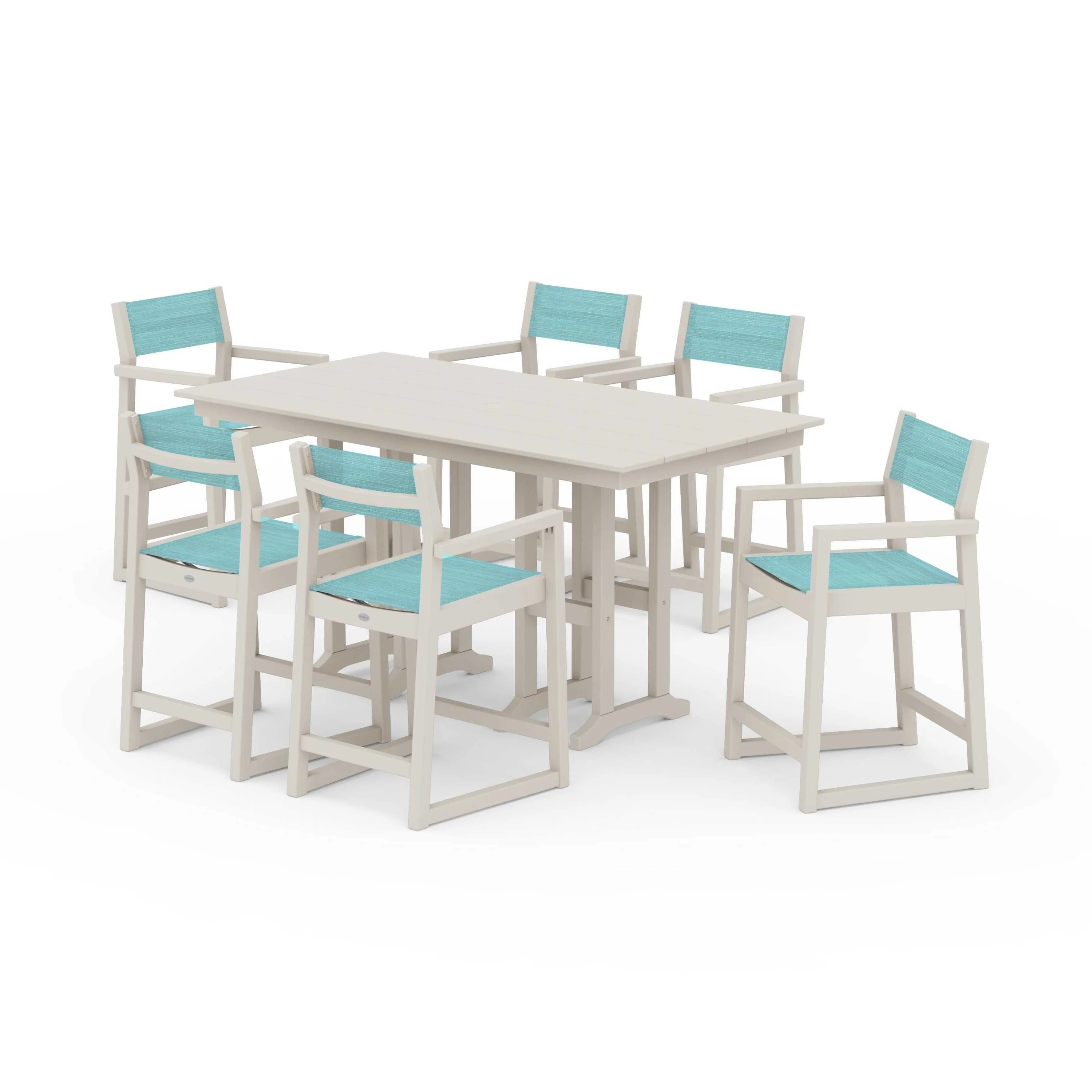 EDGE Sling Arm Chair 7-Piece Farmhouse Counter Set - Image 71