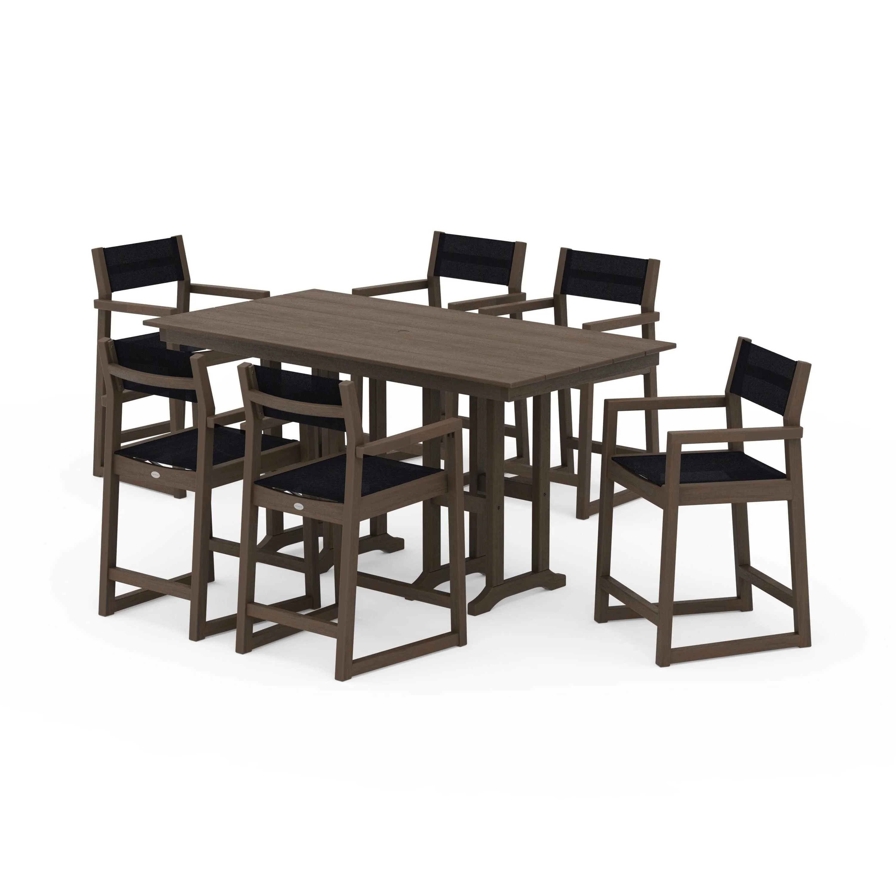 EDGE Sling Arm Chair 7-Piece Farmhouse Counter Set - Image 72