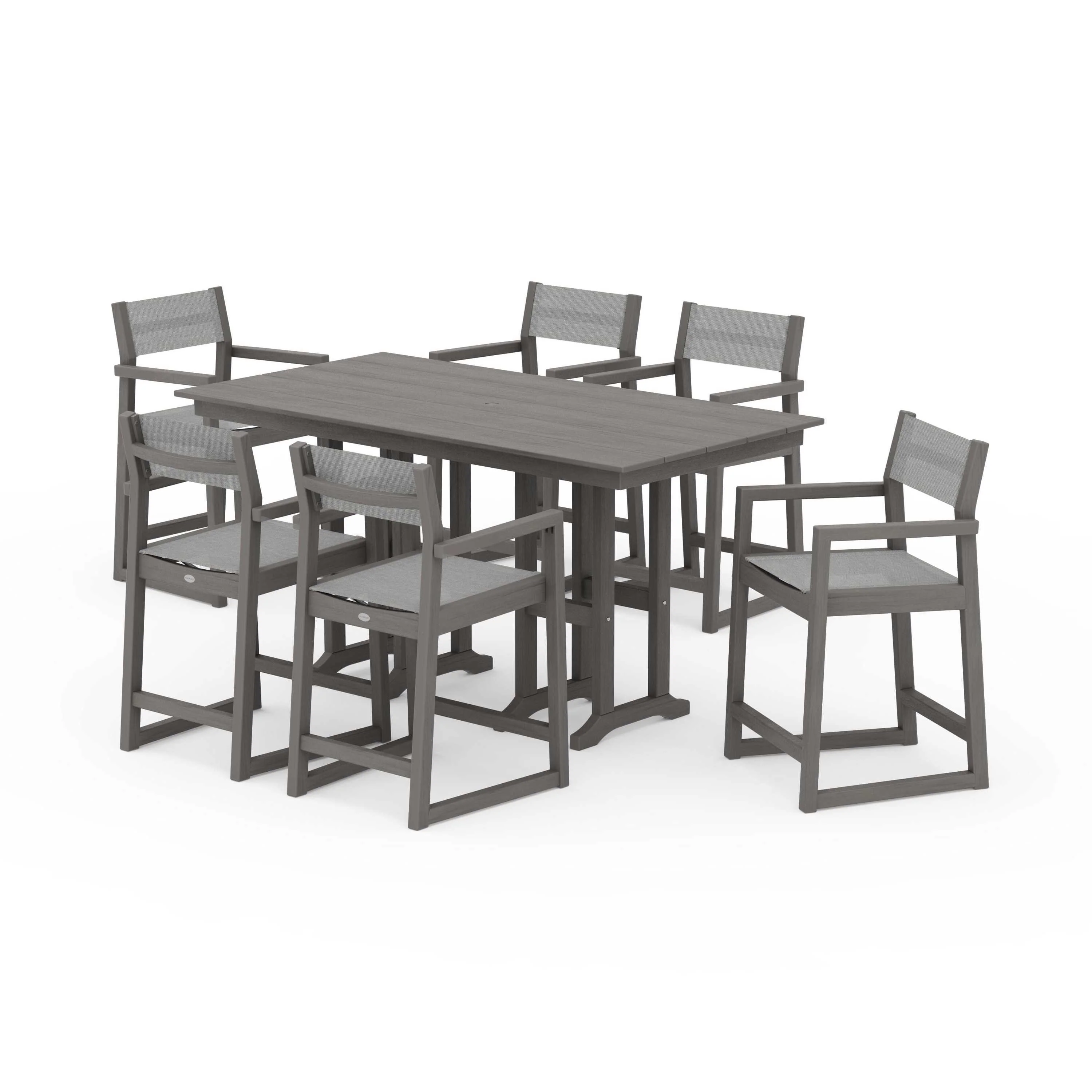 EDGE Sling Arm Chair 7-Piece Farmhouse Counter Set - Image 73