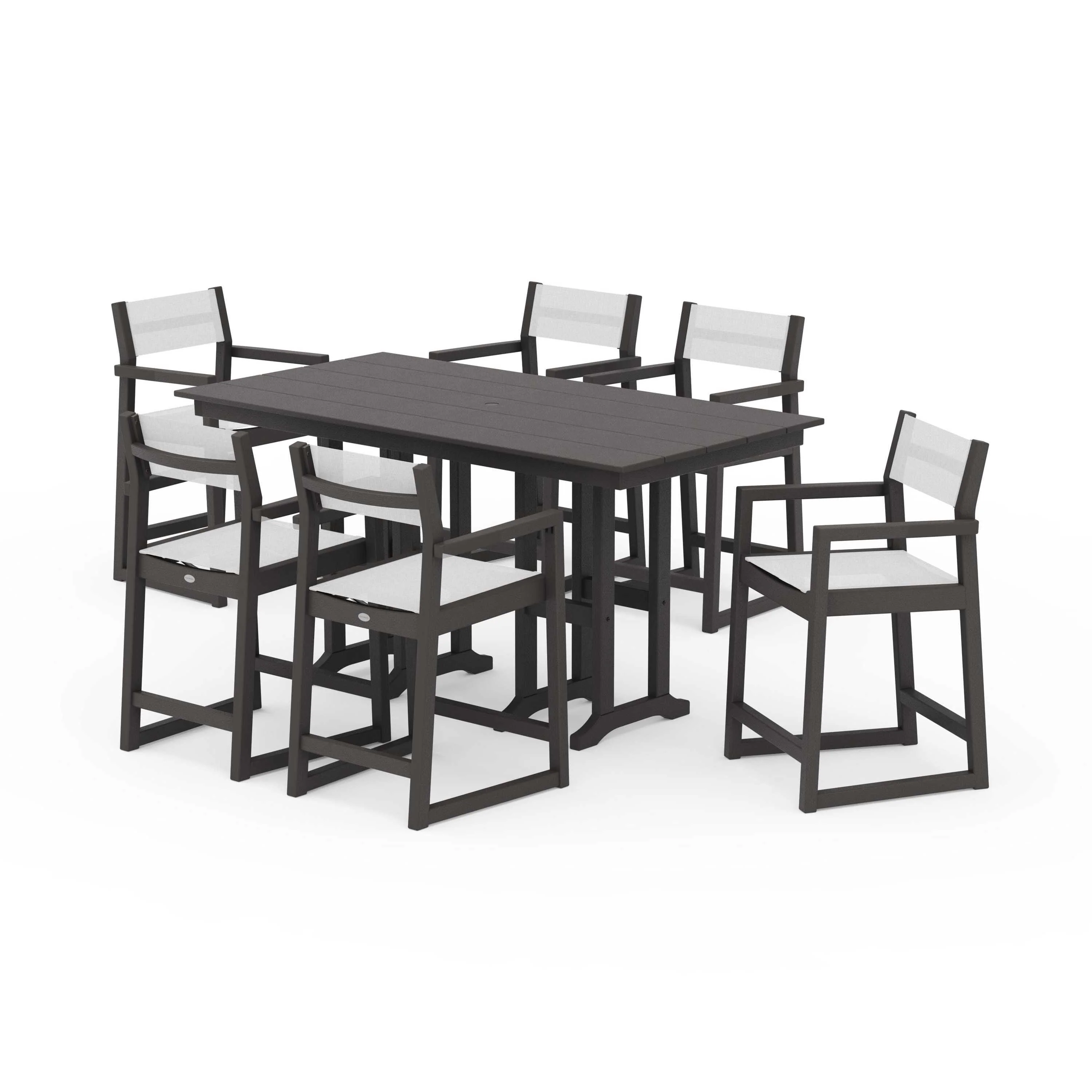 EDGE Sling Arm Chair 7-Piece Farmhouse Counter Set - Image 74