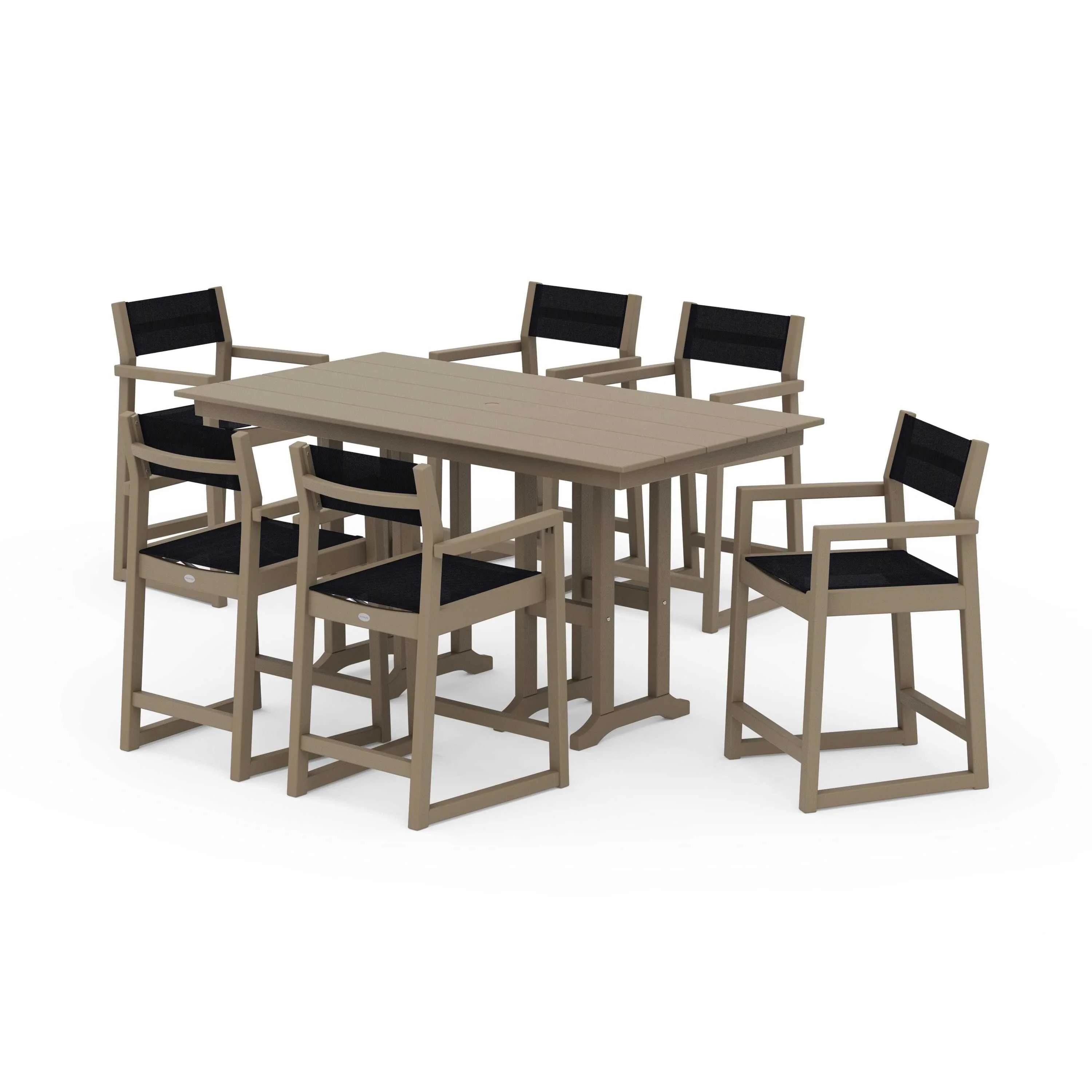 EDGE Sling Arm Chair 7-Piece Farmhouse Counter Set - Image 75