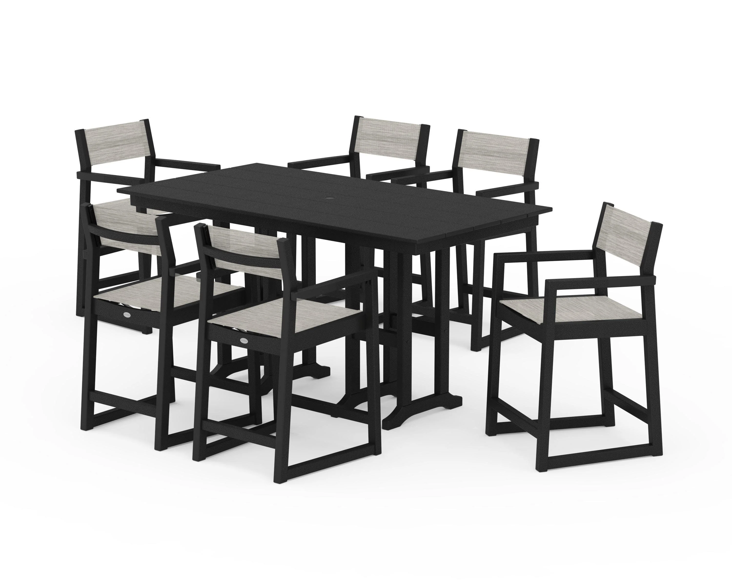 EDGE Sling Arm Chair 7-Piece Farmhouse Counter Set - Image 8