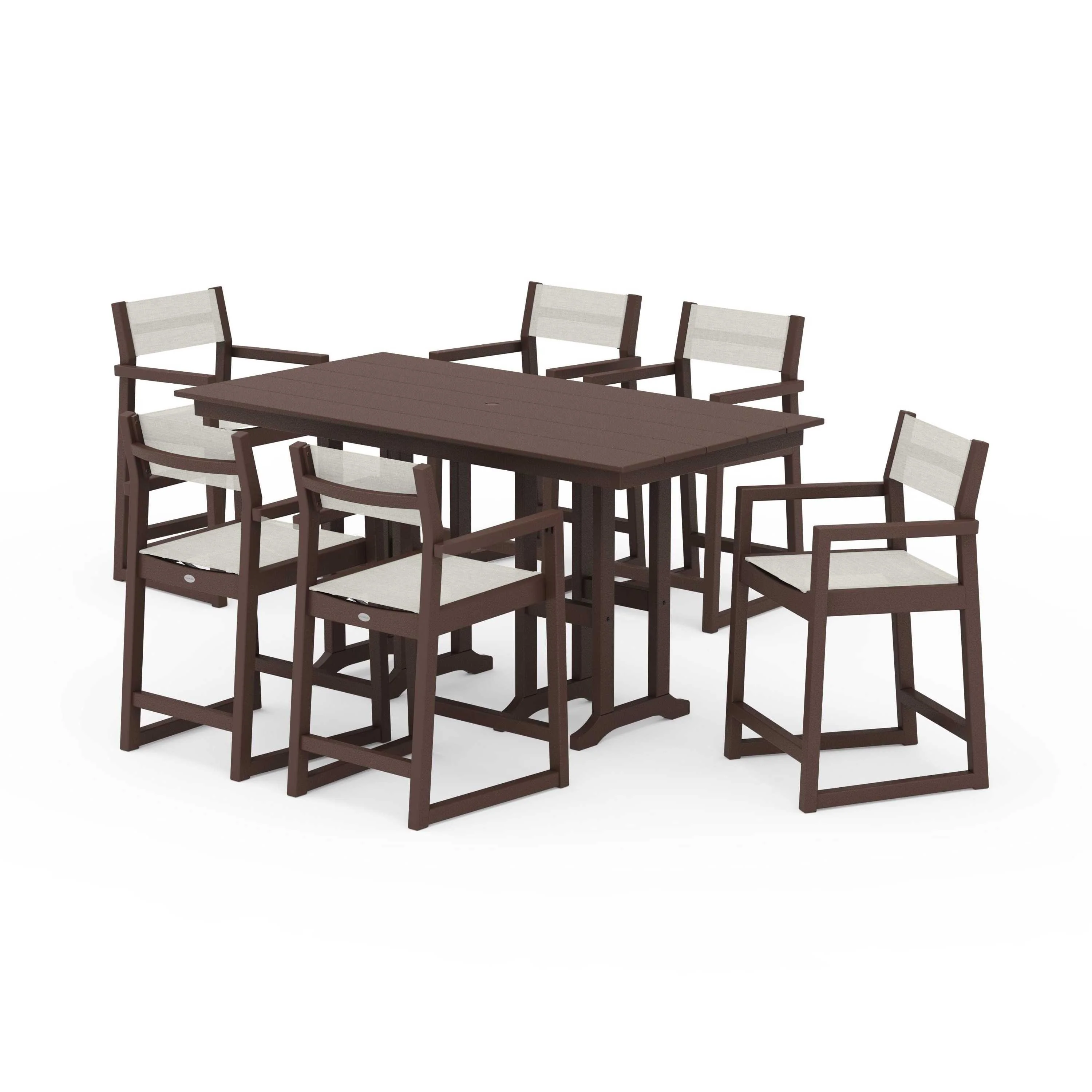 EDGE Sling Arm Chair 7-Piece Farmhouse Counter Set - Image 82