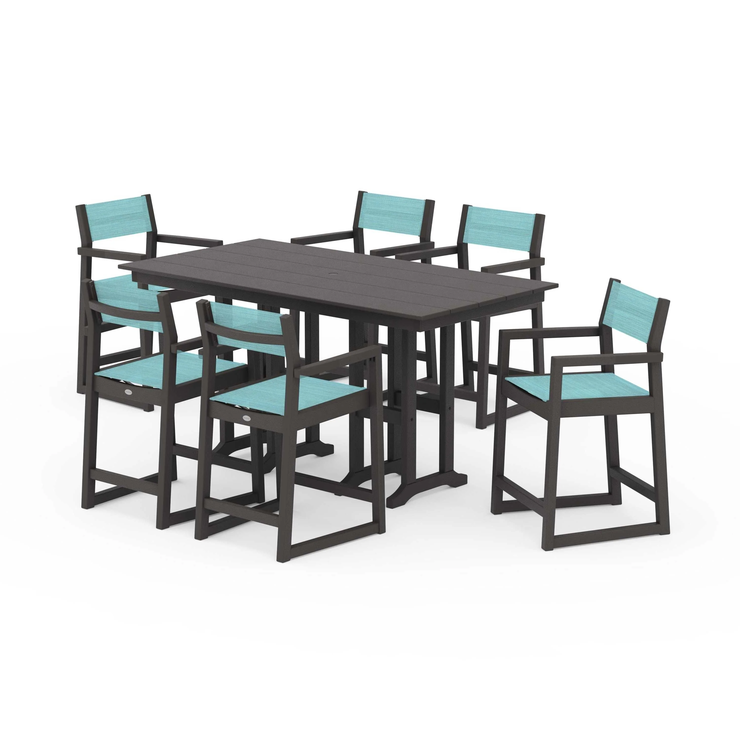 EDGE Sling Arm Chair 7-Piece Farmhouse Counter Set - Image 83