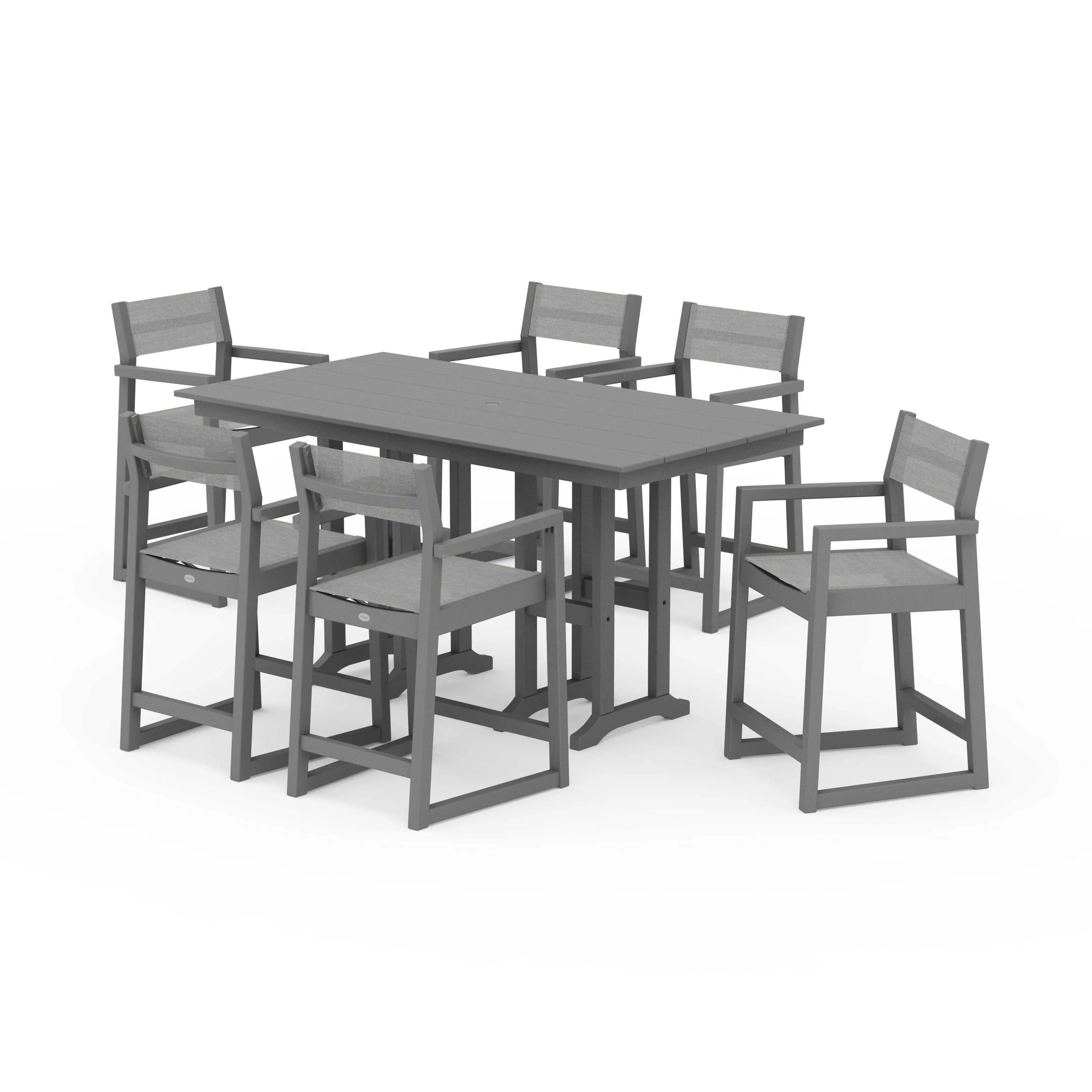 EDGE Sling Arm Chair 7-Piece Farmhouse Counter Set - Image 84