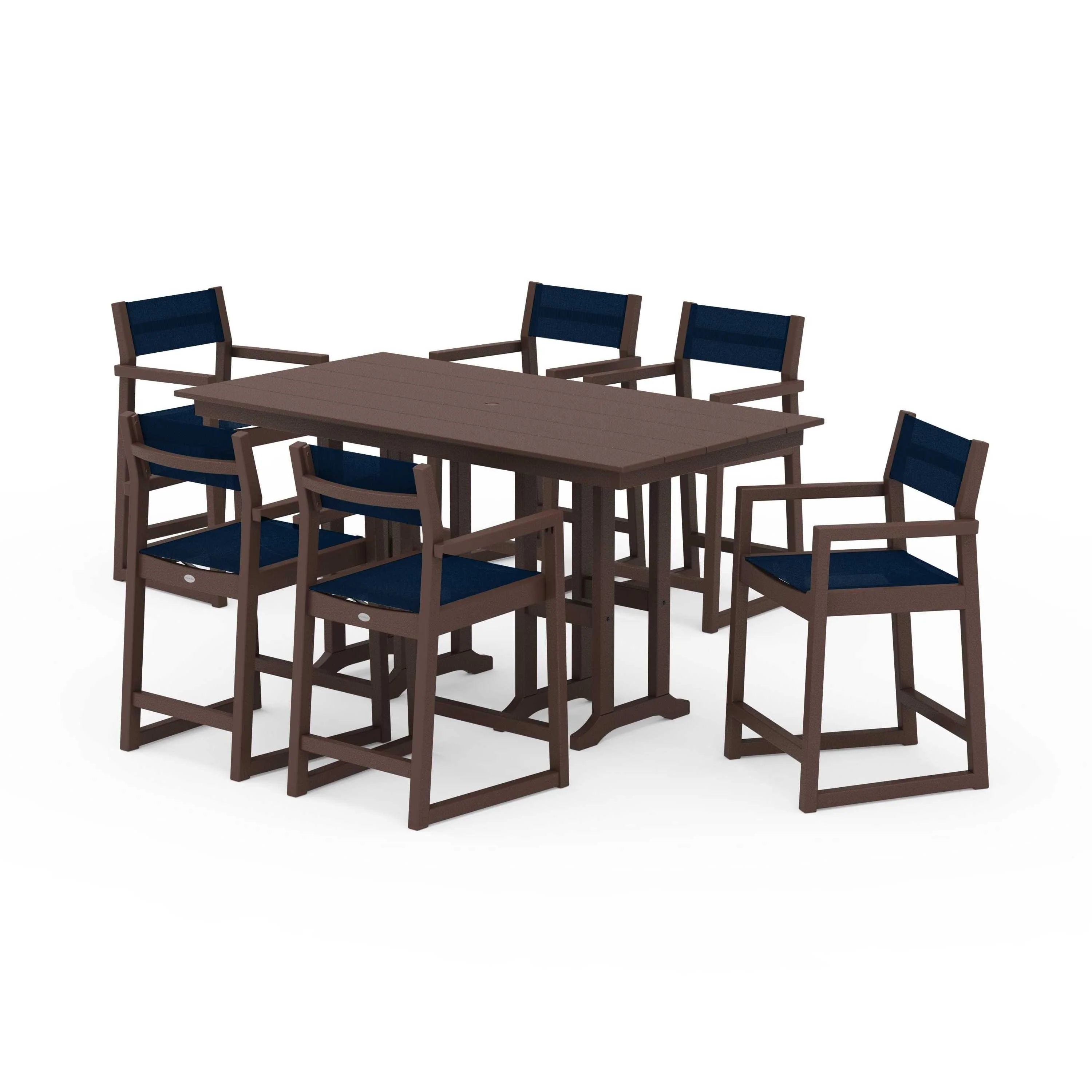 EDGE Sling Arm Chair 7-Piece Farmhouse Counter Set - Image 86