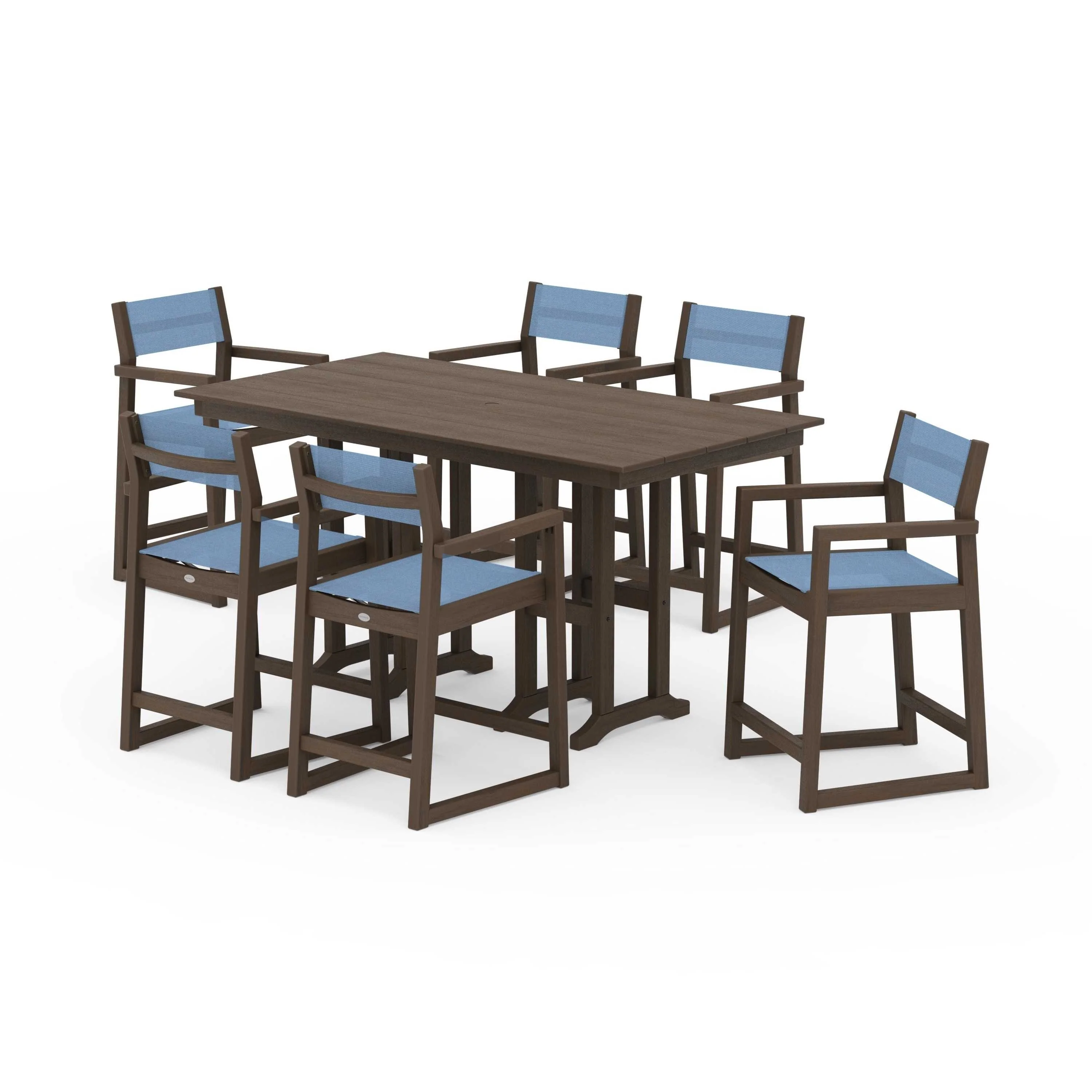 EDGE Sling Arm Chair 7-Piece Farmhouse Counter Set - Image 87