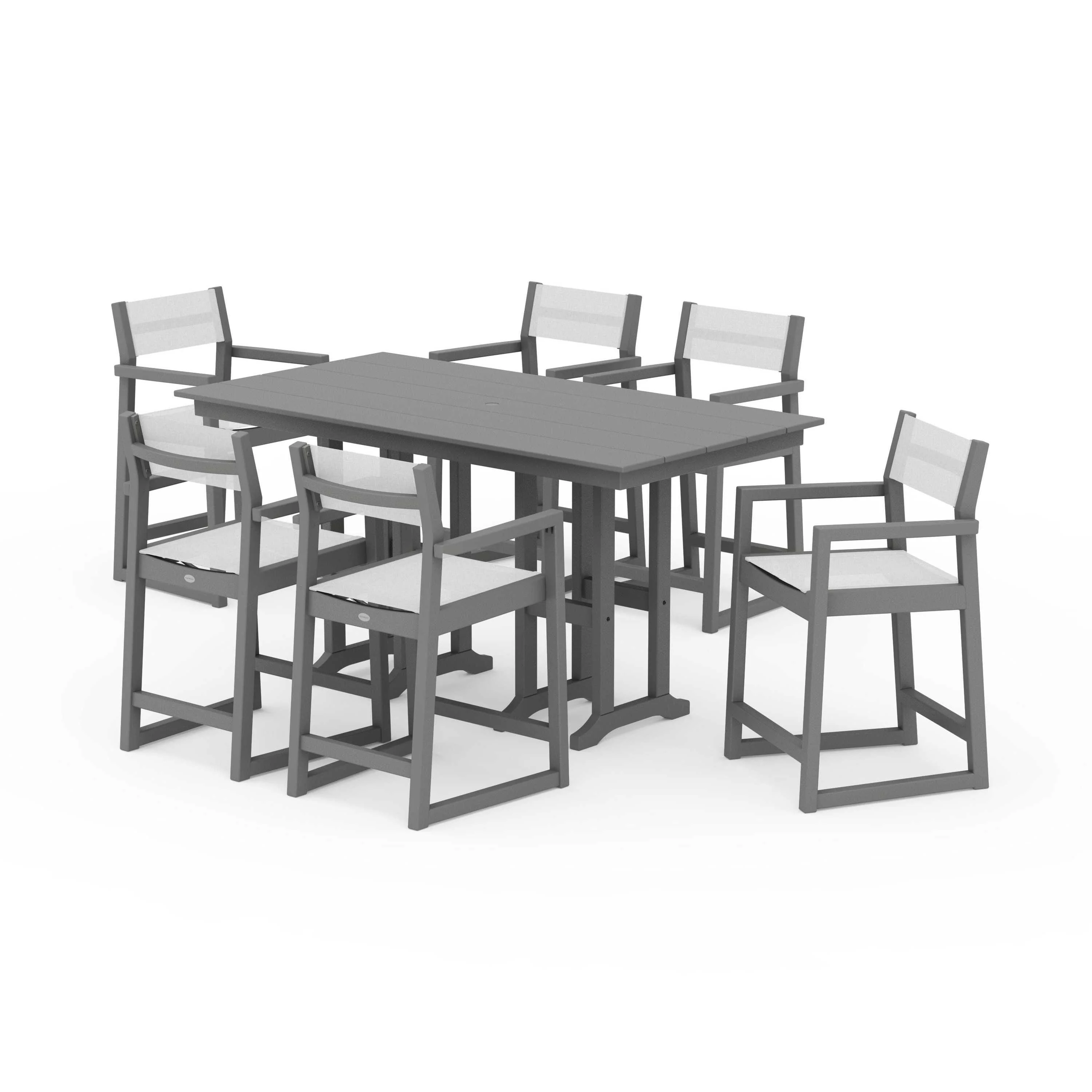 EDGE Sling Arm Chair 7-Piece Farmhouse Counter Set - Image 89