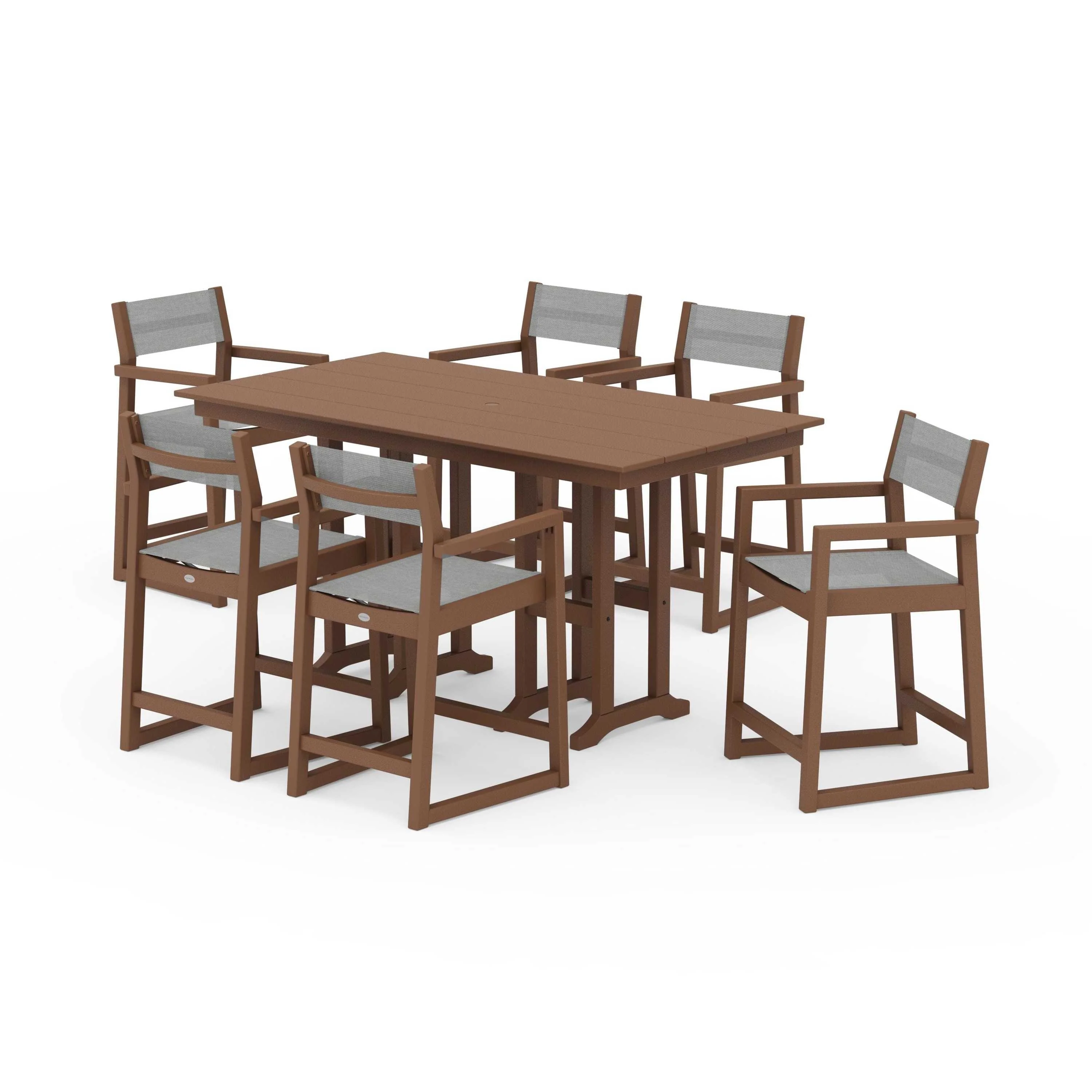 EDGE Sling Arm Chair 7-Piece Farmhouse Counter Set - Image 91