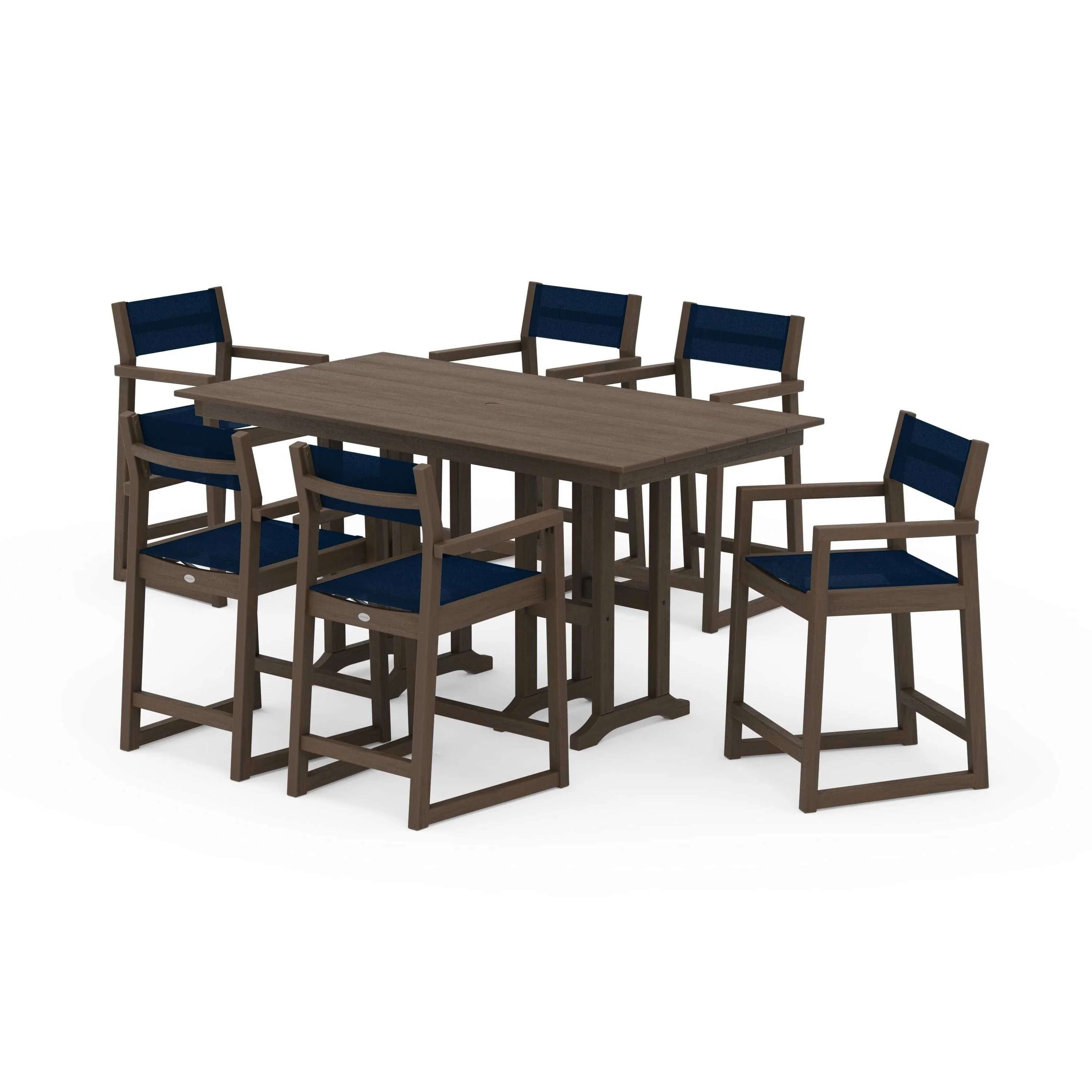 EDGE Sling Arm Chair 7-Piece Farmhouse Counter Set - Image 92