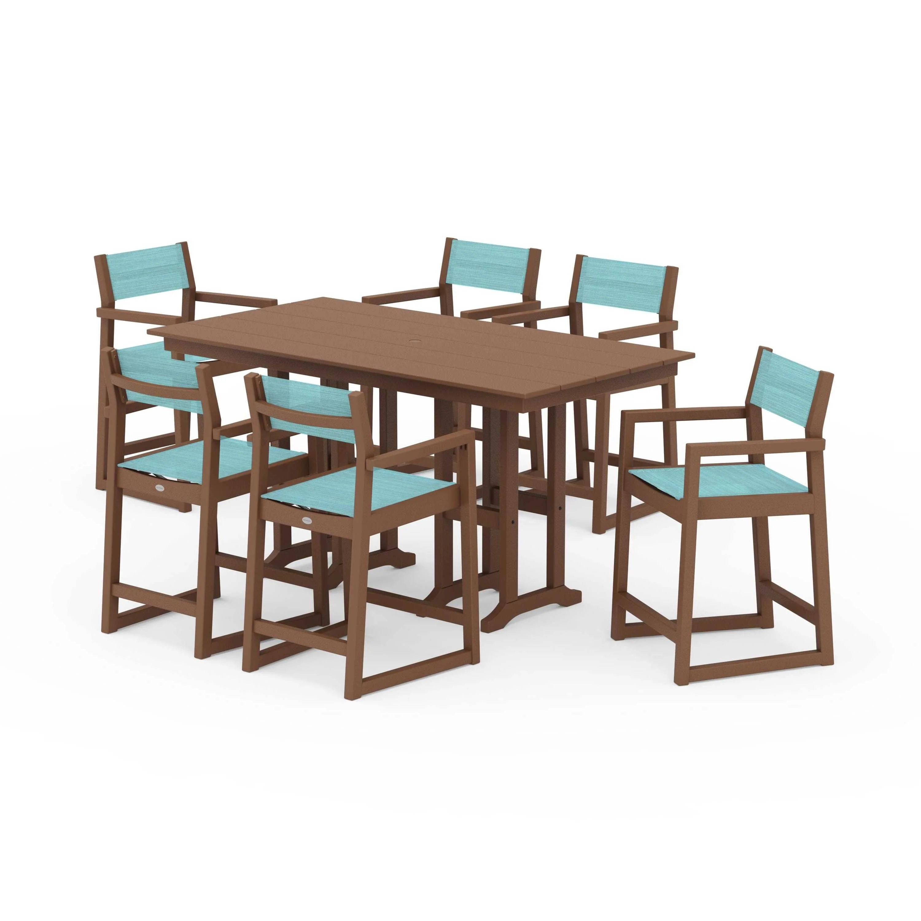 EDGE Sling Arm Chair 7-Piece Farmhouse Counter Set - Image 95