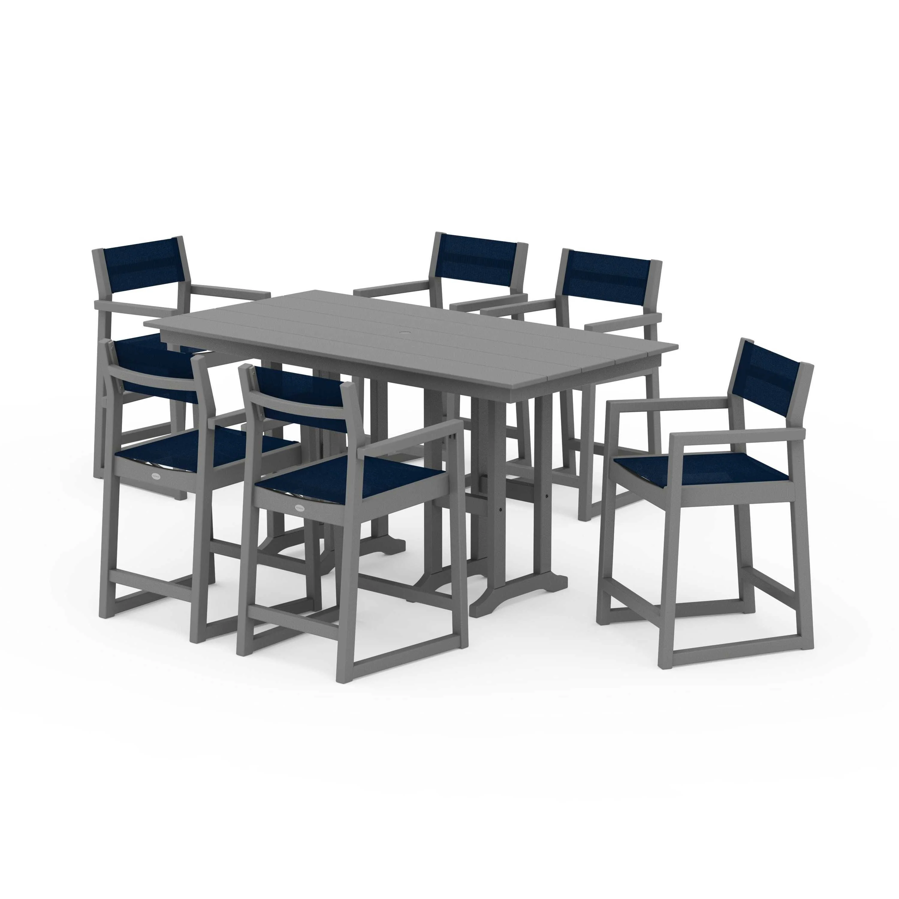 EDGE Sling Arm Chair 7-Piece Farmhouse Counter Set - Image 97